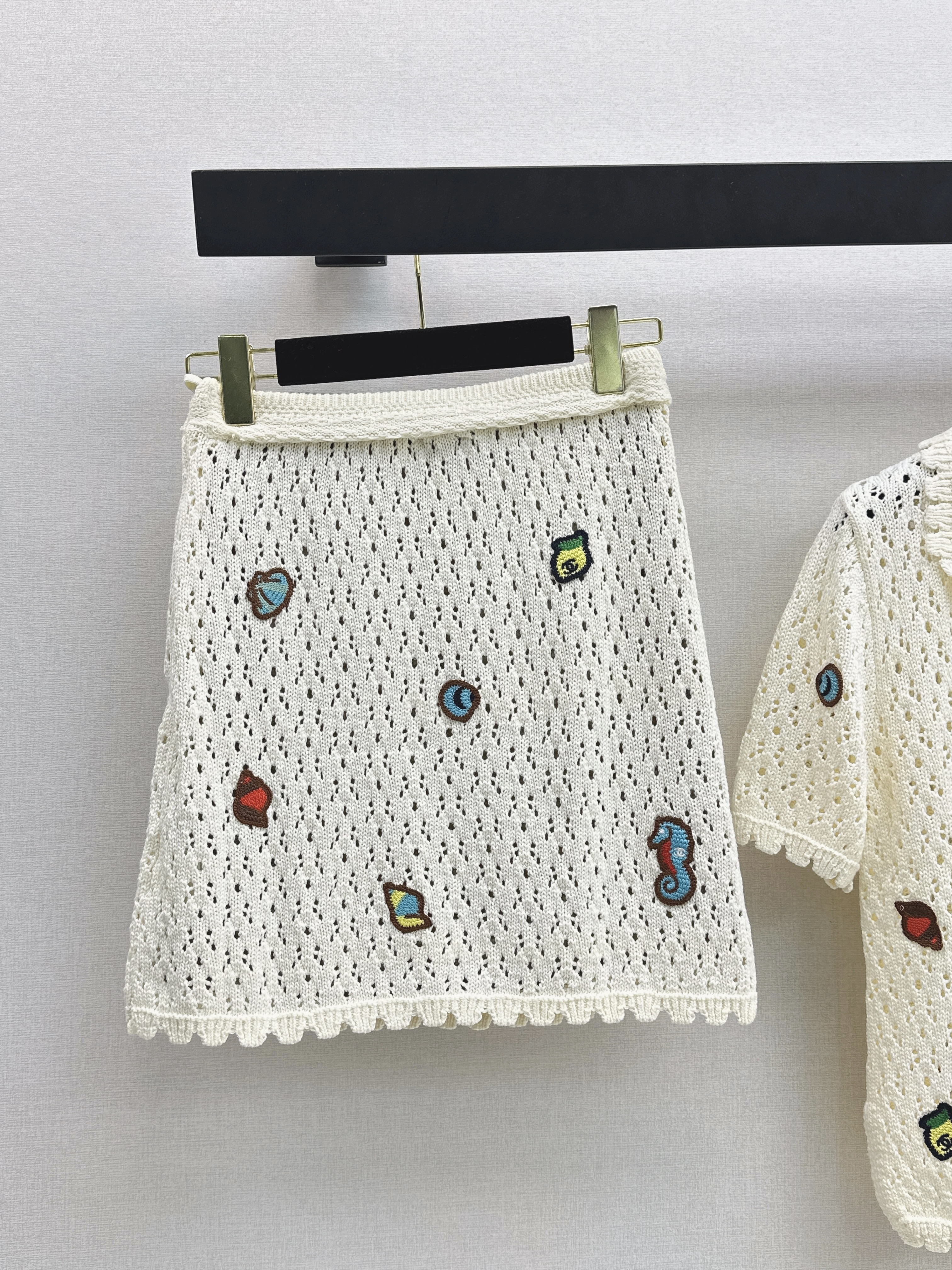 Chan 26SS Crochet Knit Mini Skirt