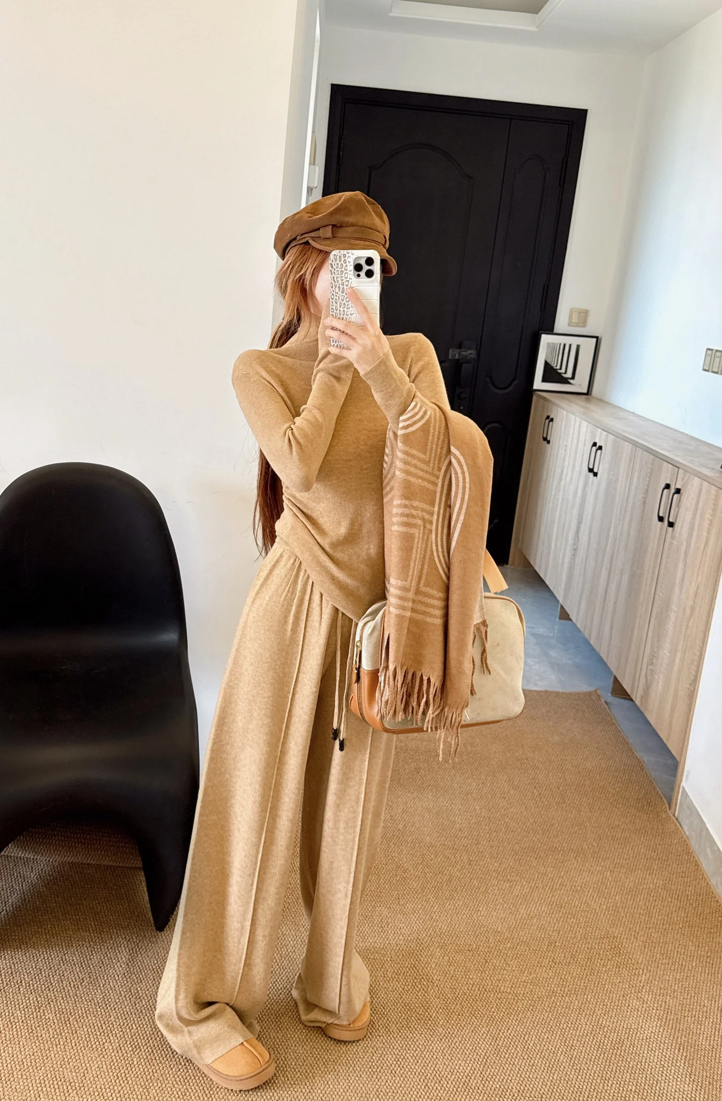 Herm 26ss knit outfit sets basic tee+pant+shawl