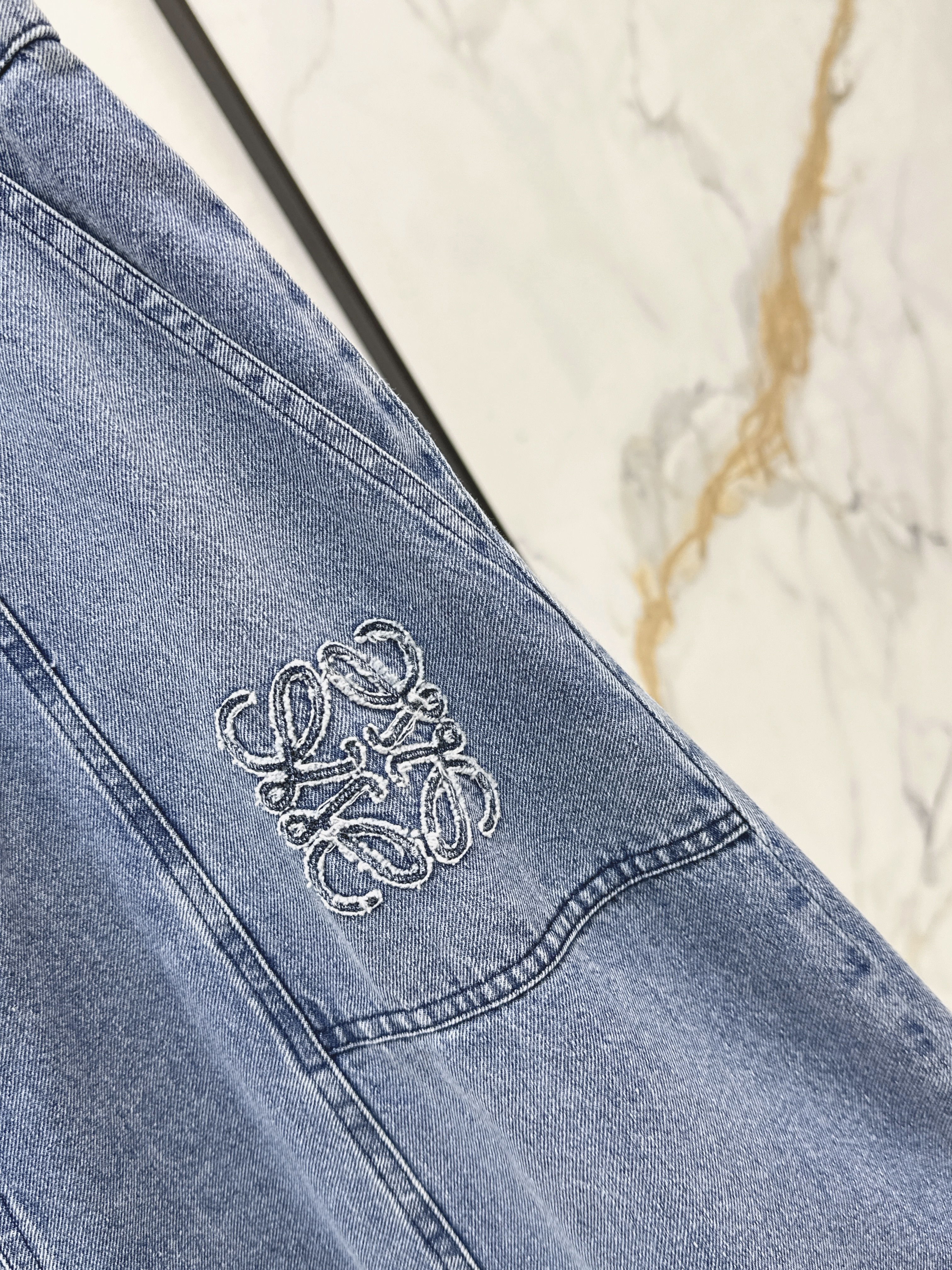 Loe 26ss High-Waisted A-Line Denim Skirt