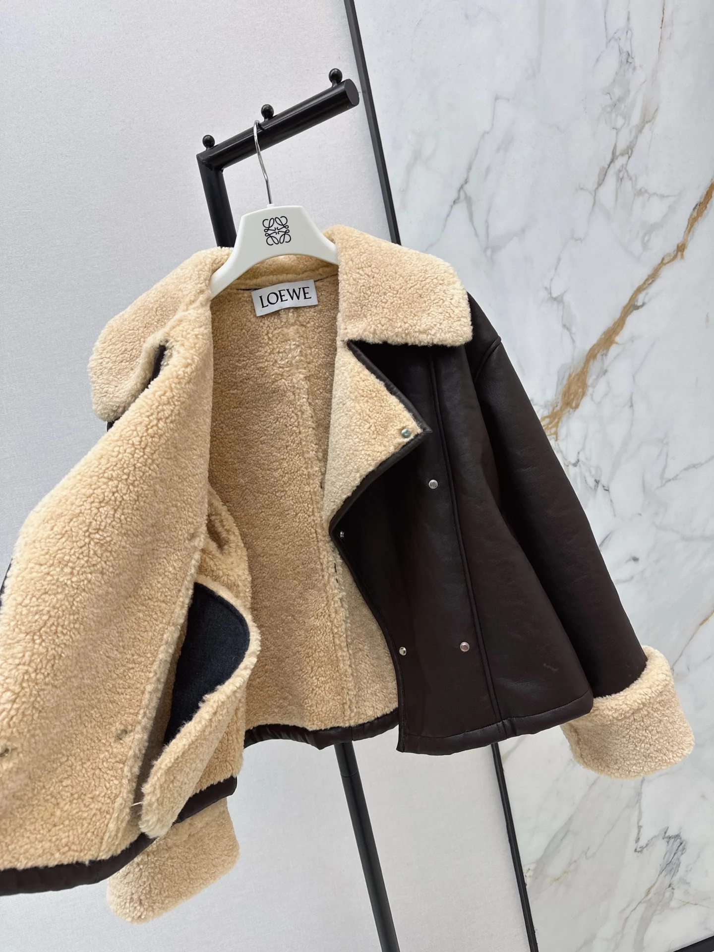 Loe 25fw lamb fleece biker