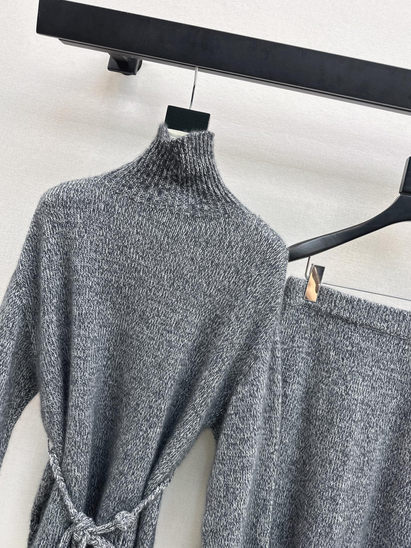 Brun 25fw knit high neck sweater+skirts outfit set