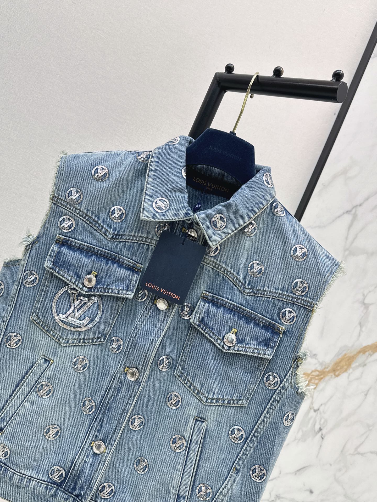 Loui 26ss sequin denim vest