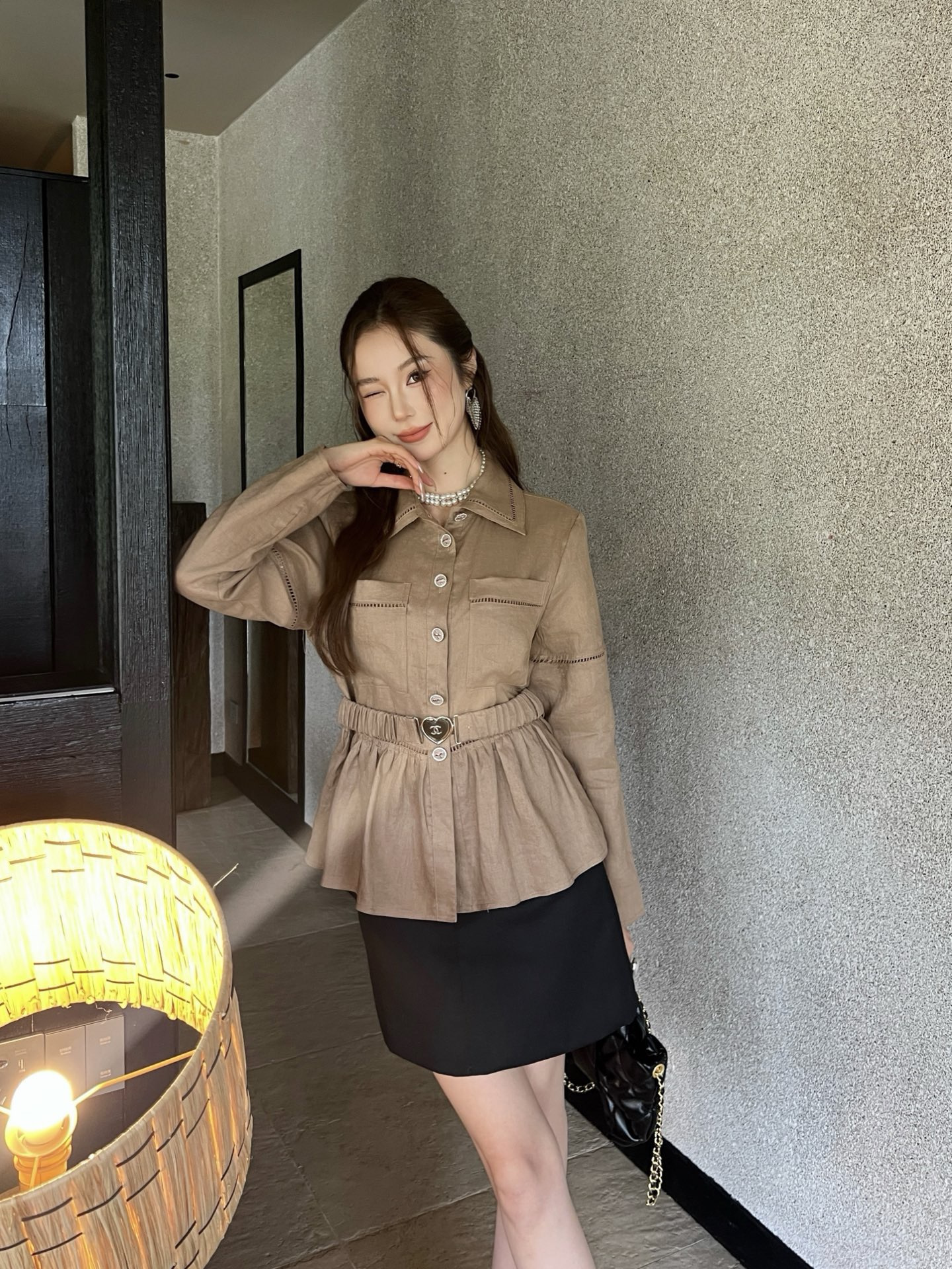 Chan 26ss belted shirt