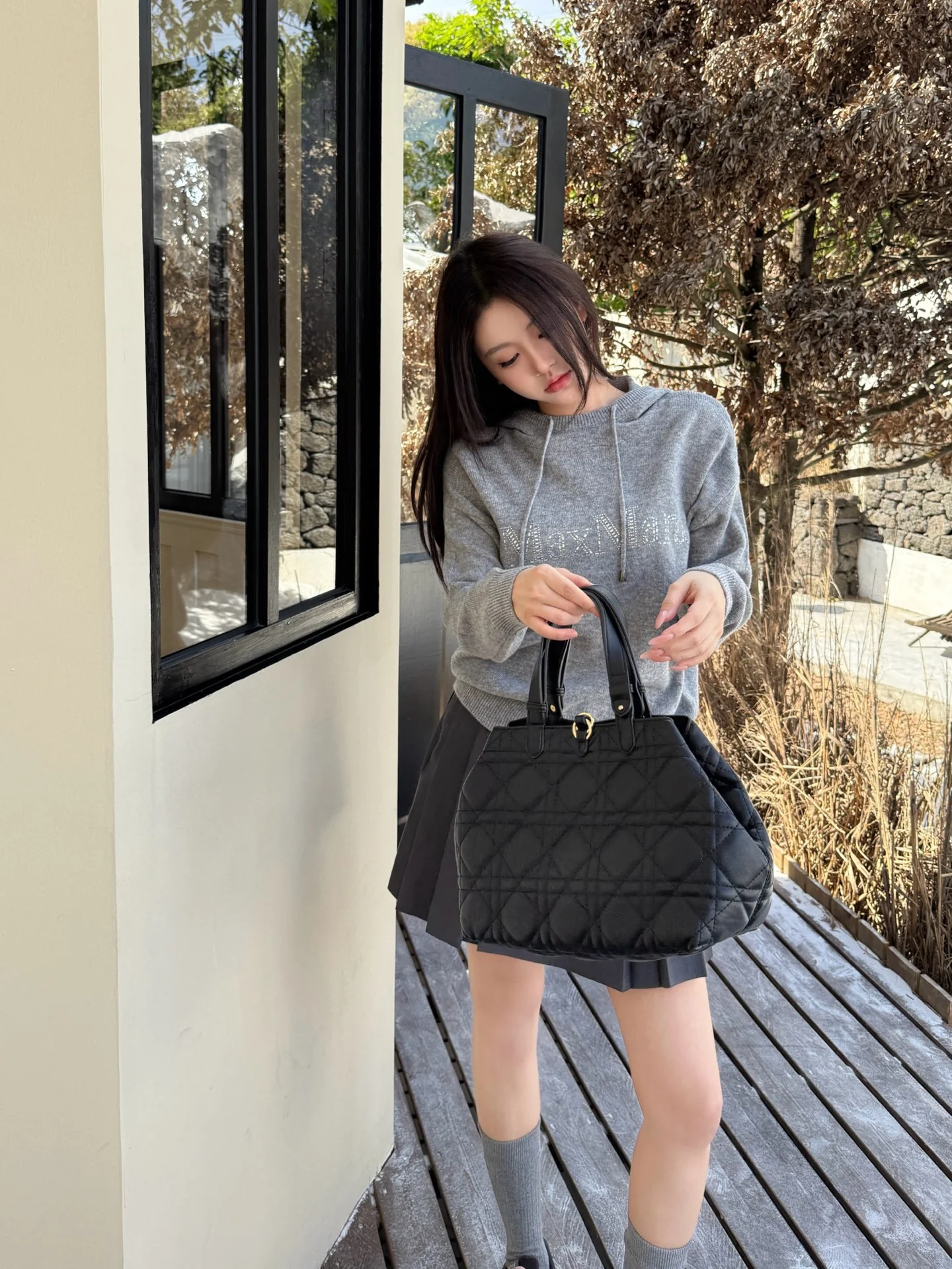 Max 26ss rhinestone hooded sweater