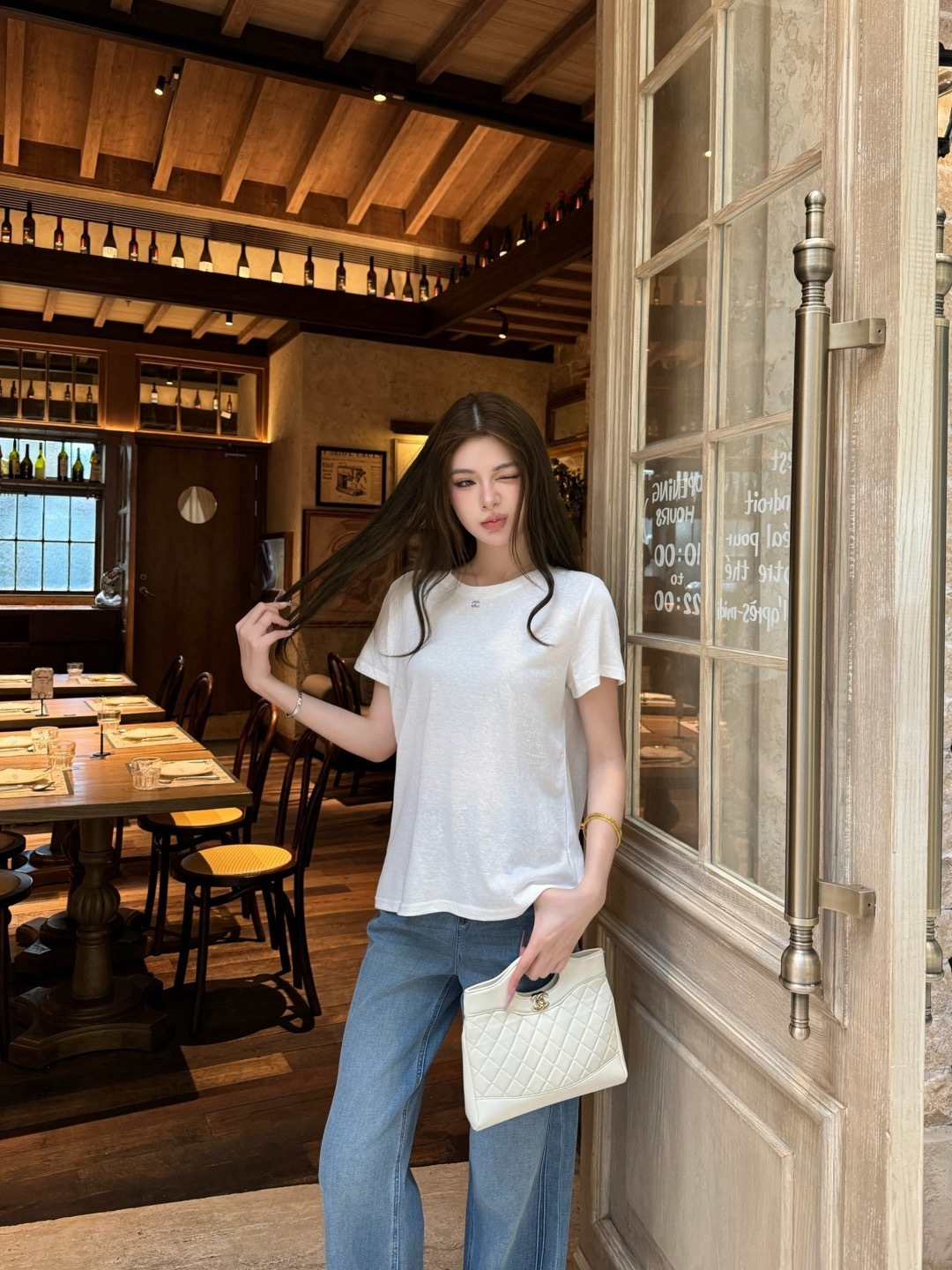 Chan 26ss lace hollow t-shirt