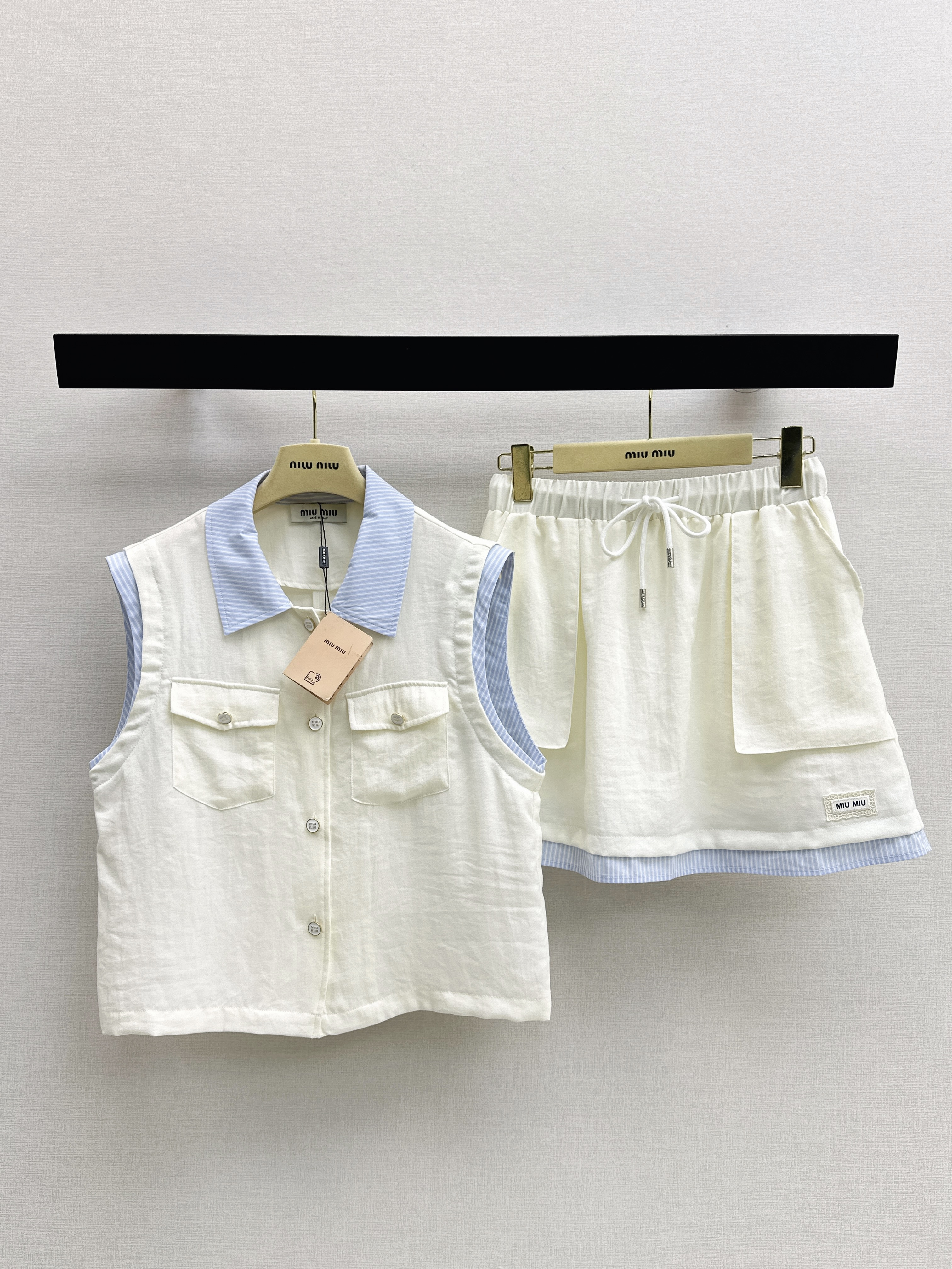 Miu 26ss shirt mini skirt set