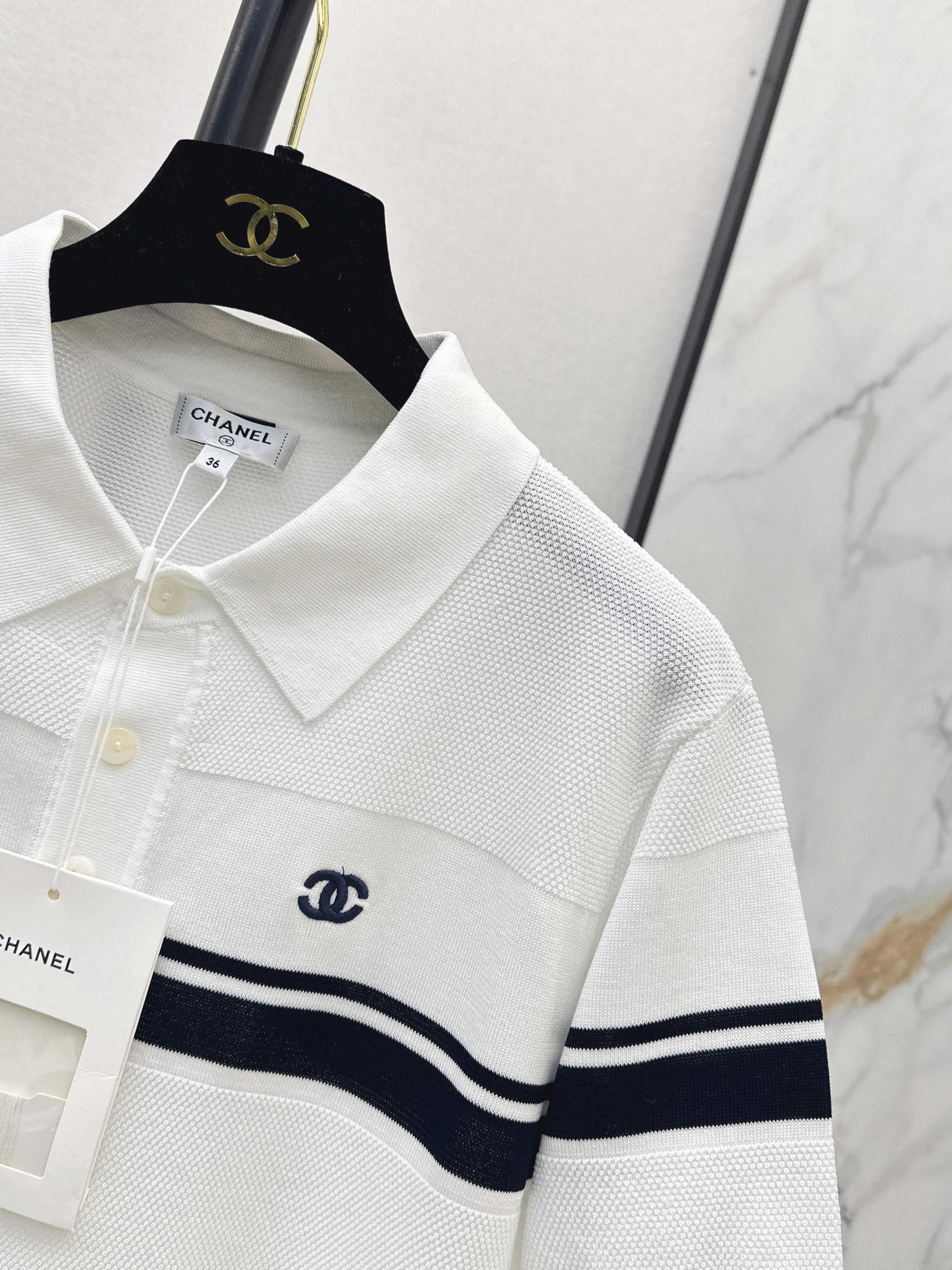 Chan 26ss jacquard polo top