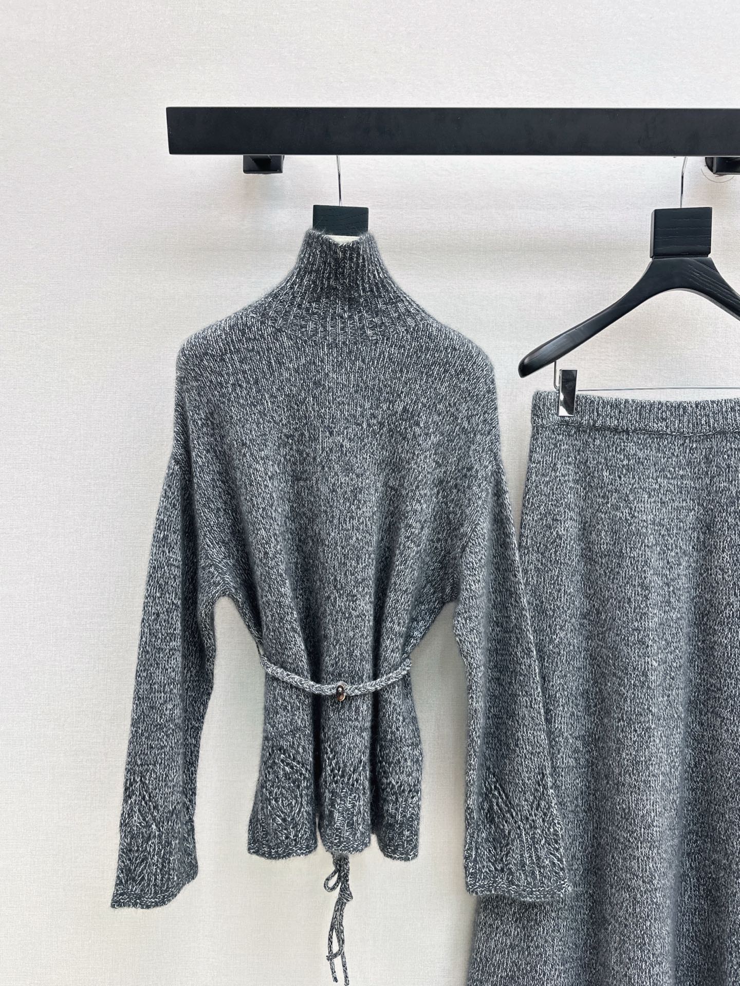 Brun 25fw knit high neck sweater+skirts outfit set