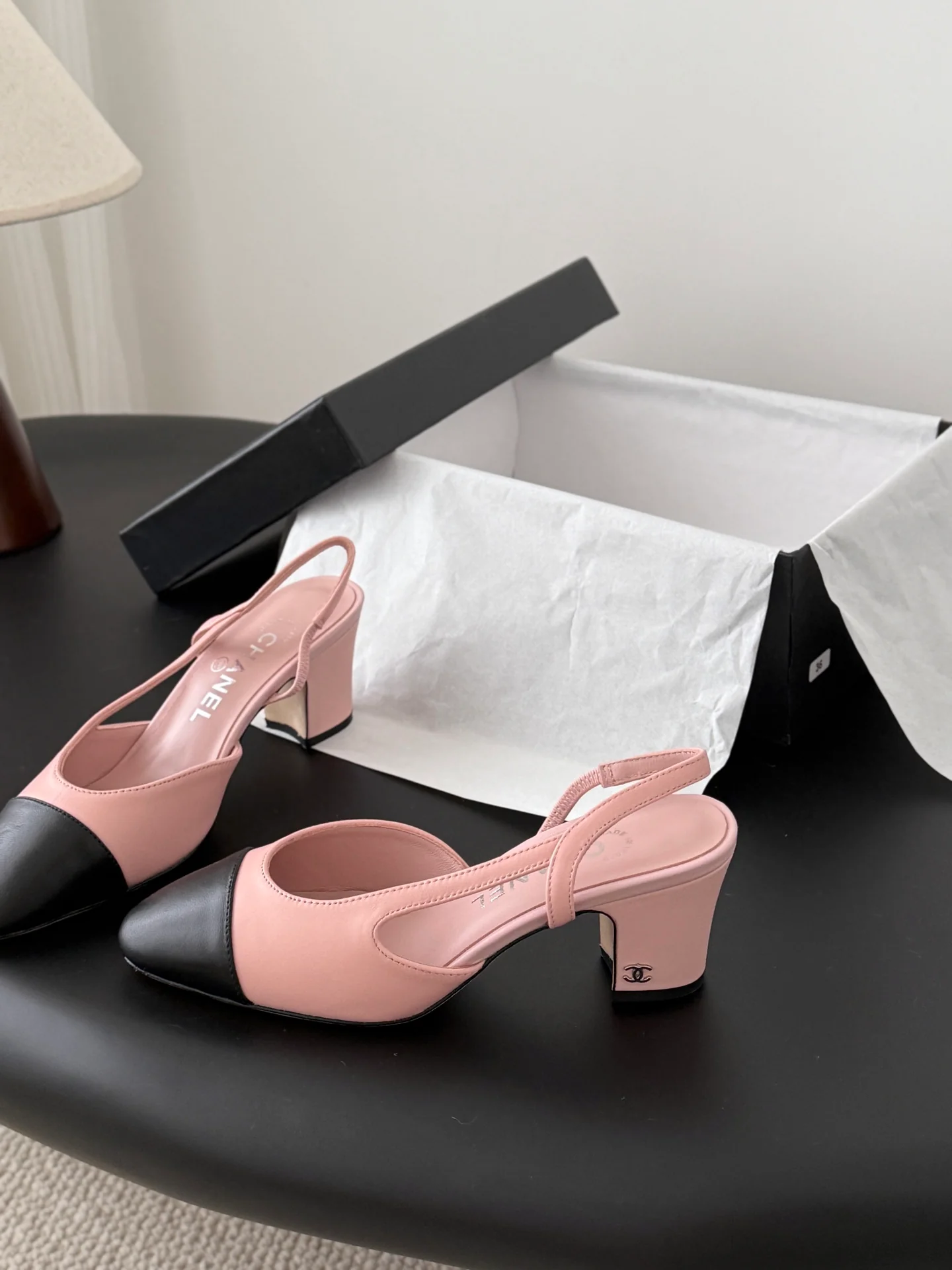 Chan 25fw slingback chunky heels