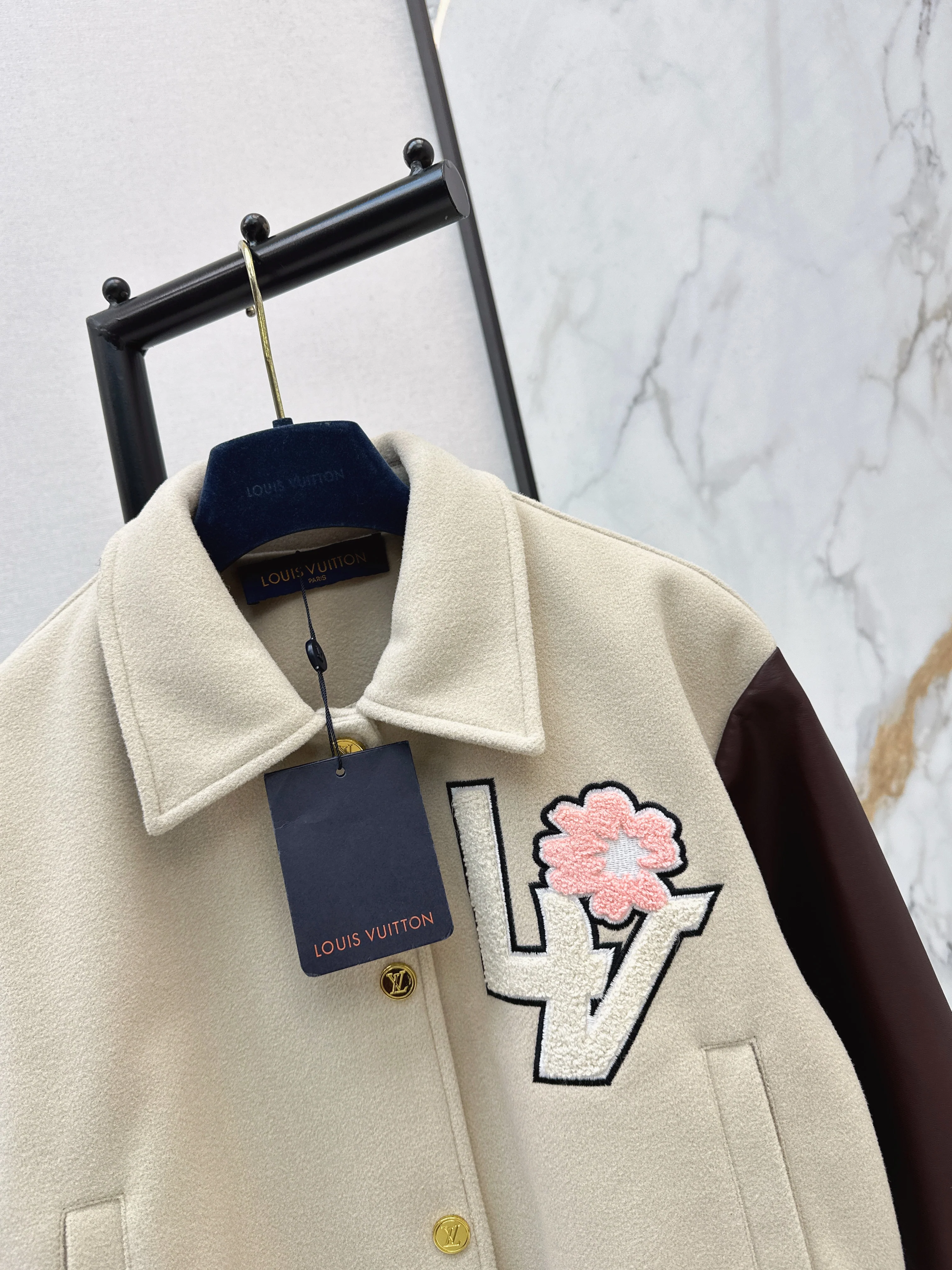 Louis 26ss contract leather bomber jacket