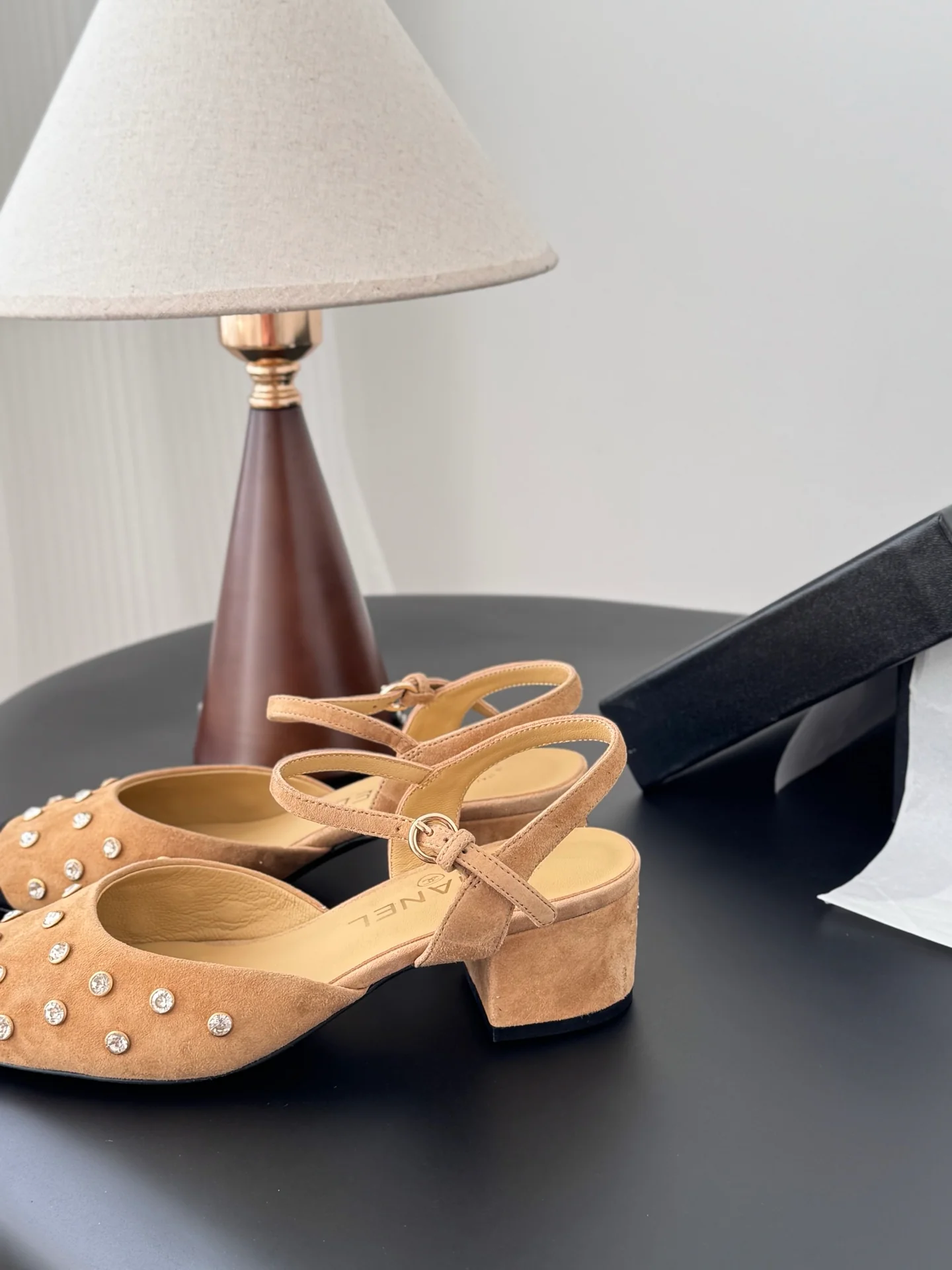 Chan 25fw rhinestones slingback sandals