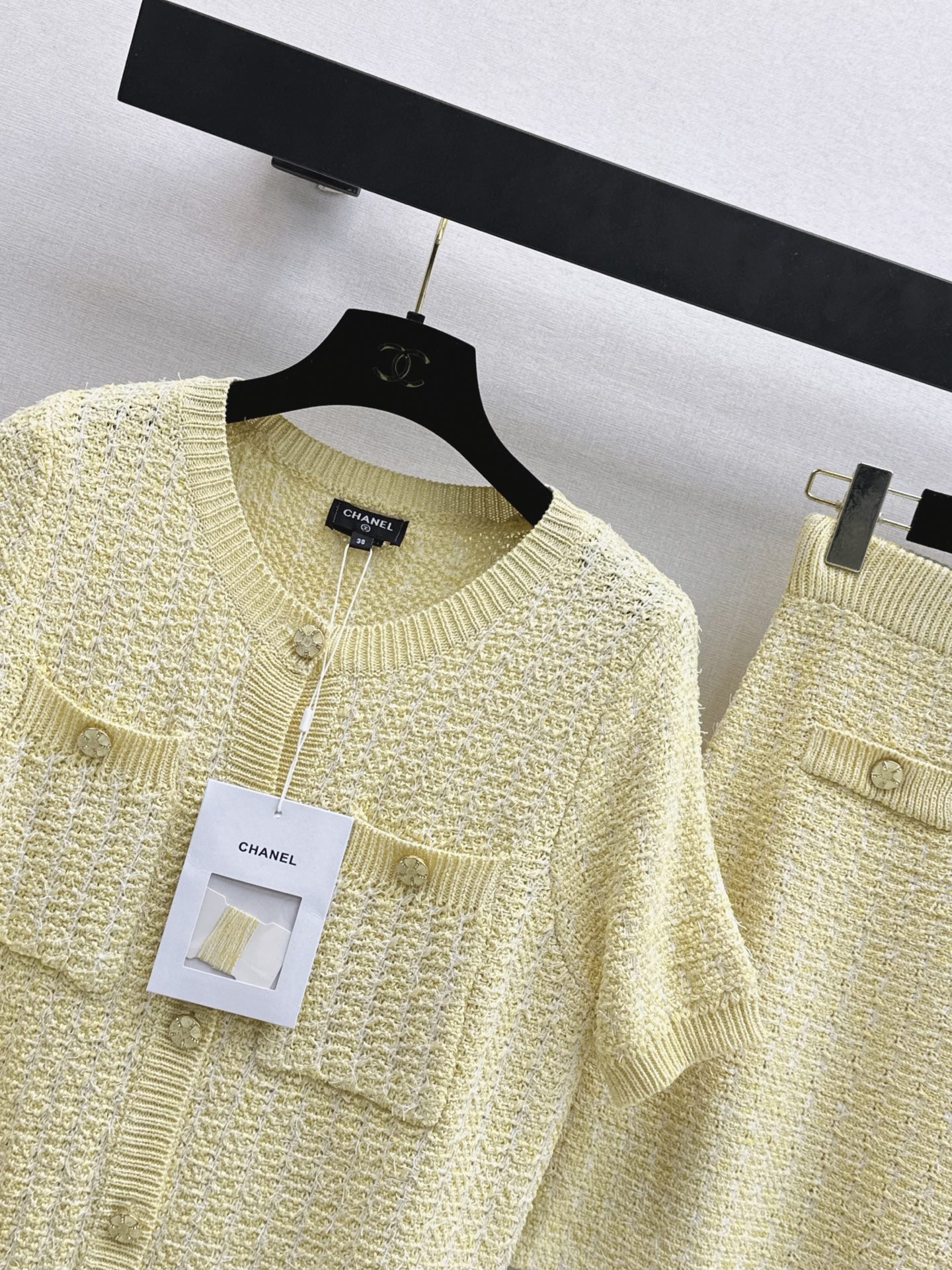 Chan 26ss knit cardigan skirt sets
