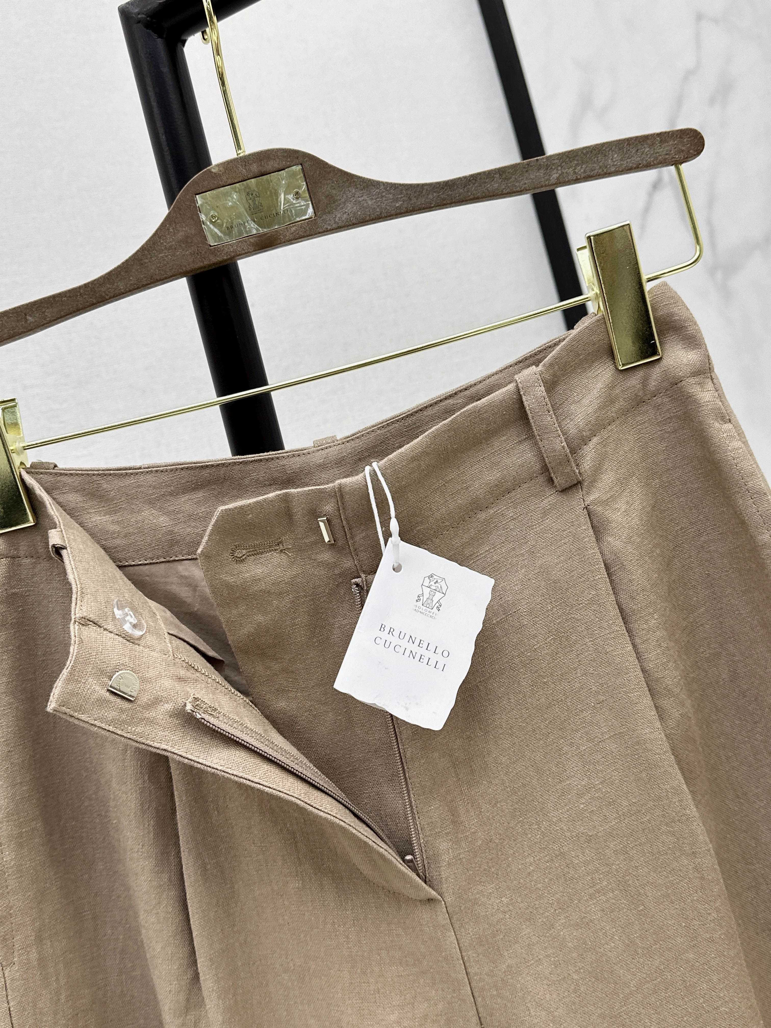 Brunello 26SS High-Waisted Pleated Wide-Leg Pants