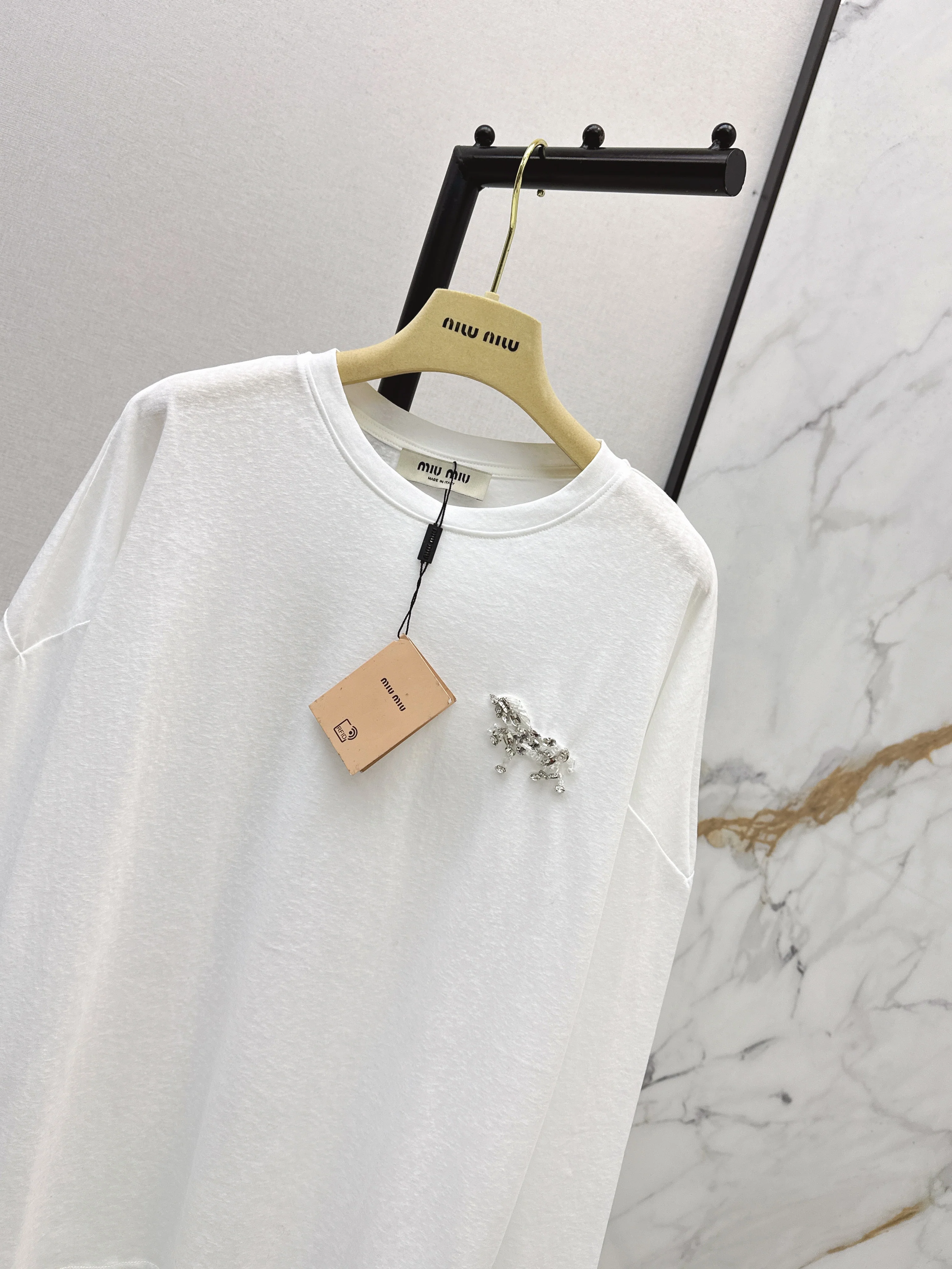 Miu 26ss rhinestone tee