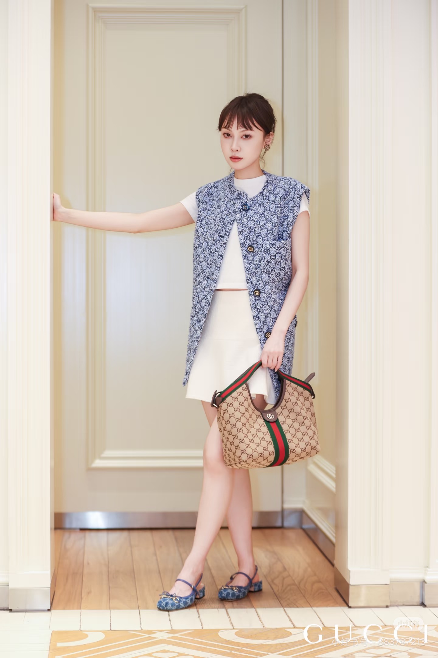 Guc 26ss jacquard tweed vest jacket