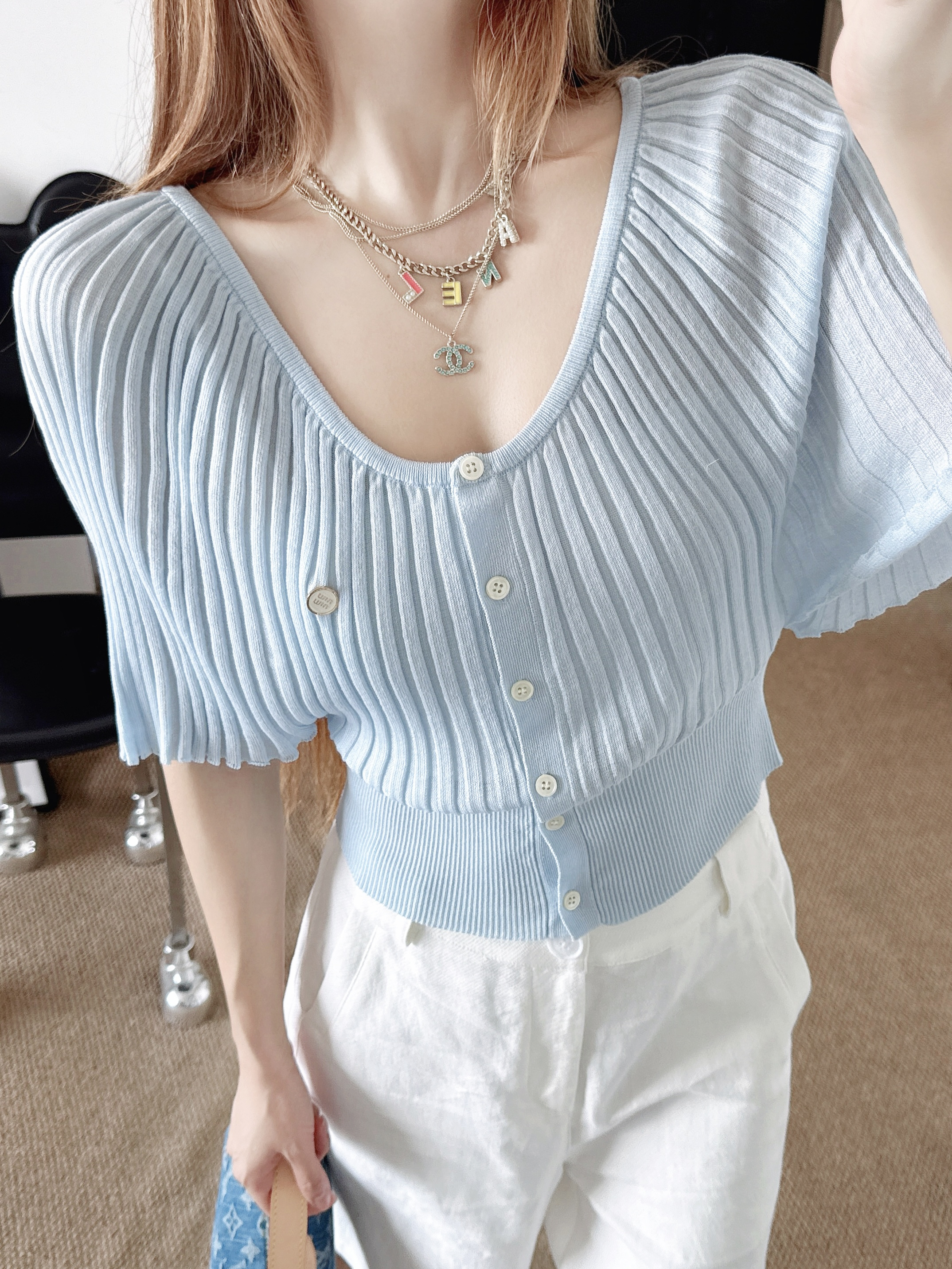 Miu 26SS Knit Cardigan Top