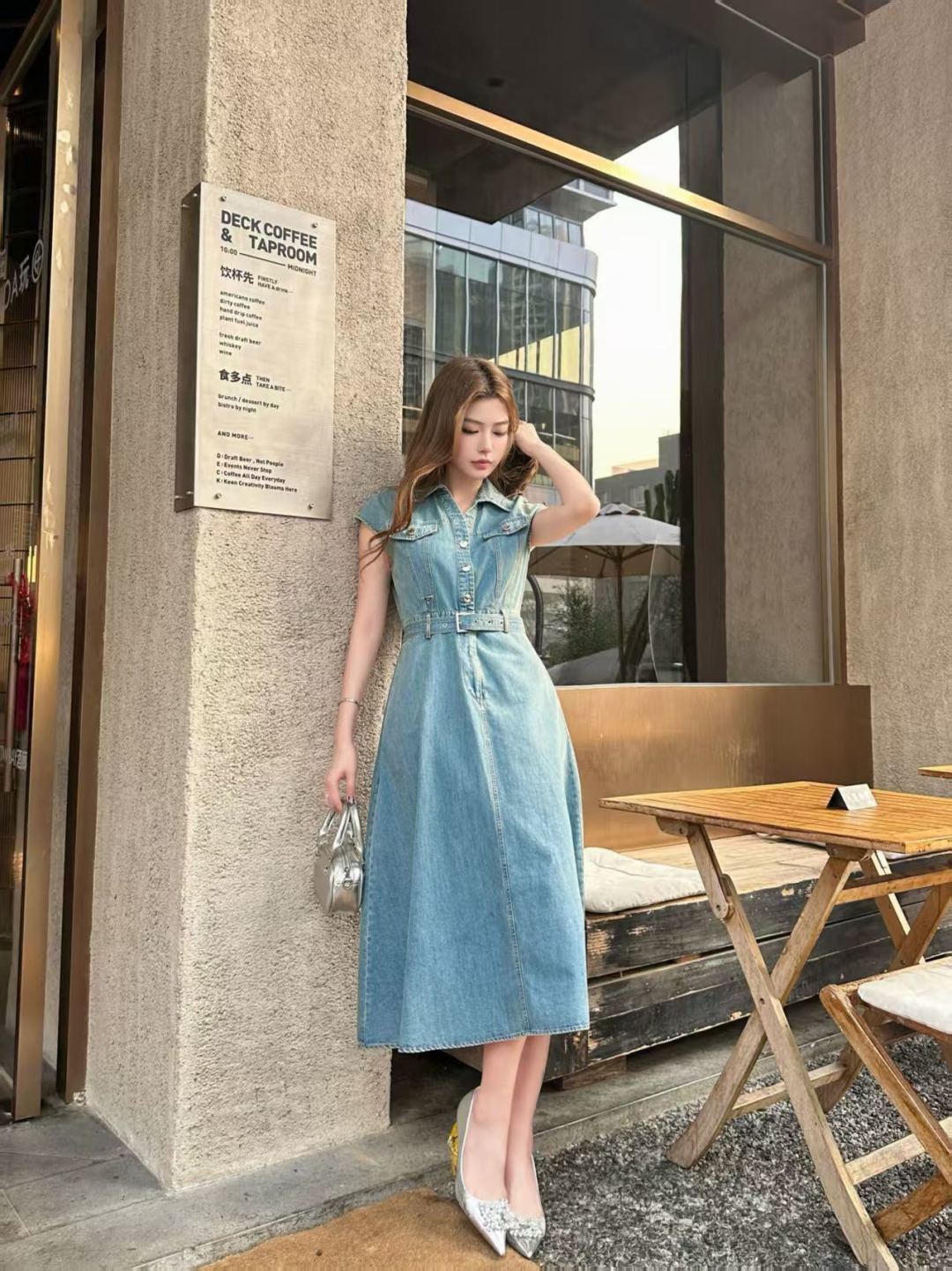 Pra 26ss denim sleeveless dress