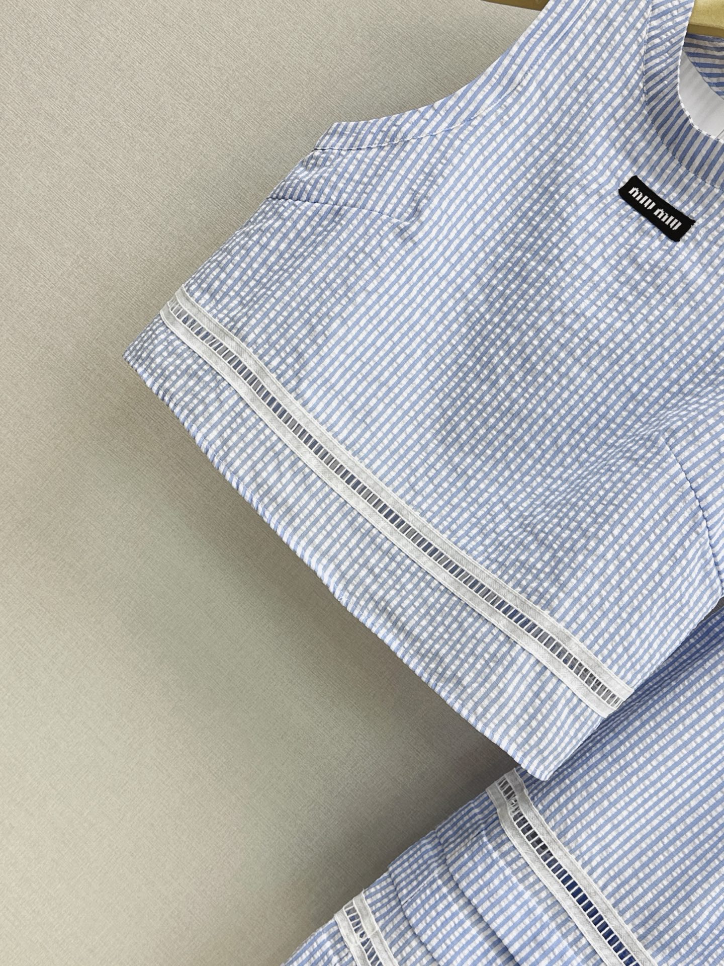 Miu 26ss check cropped top skirt set