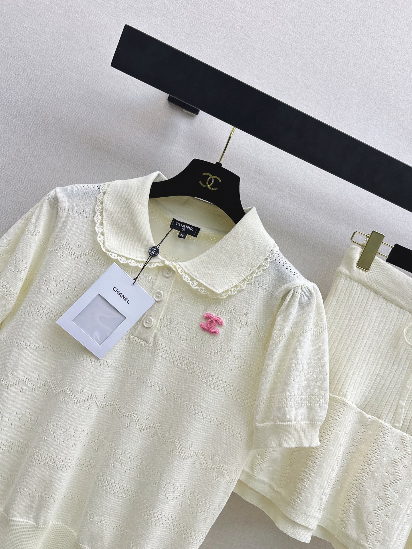 Chan 26ss knit top skirt set