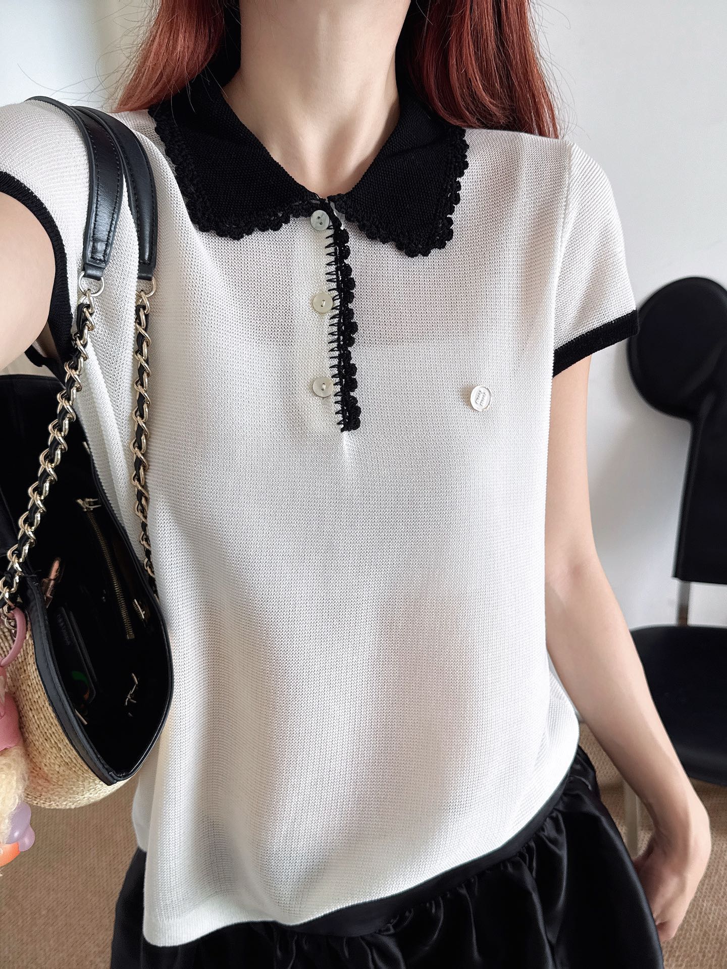Miu 26ss sleeveless polo knitwear