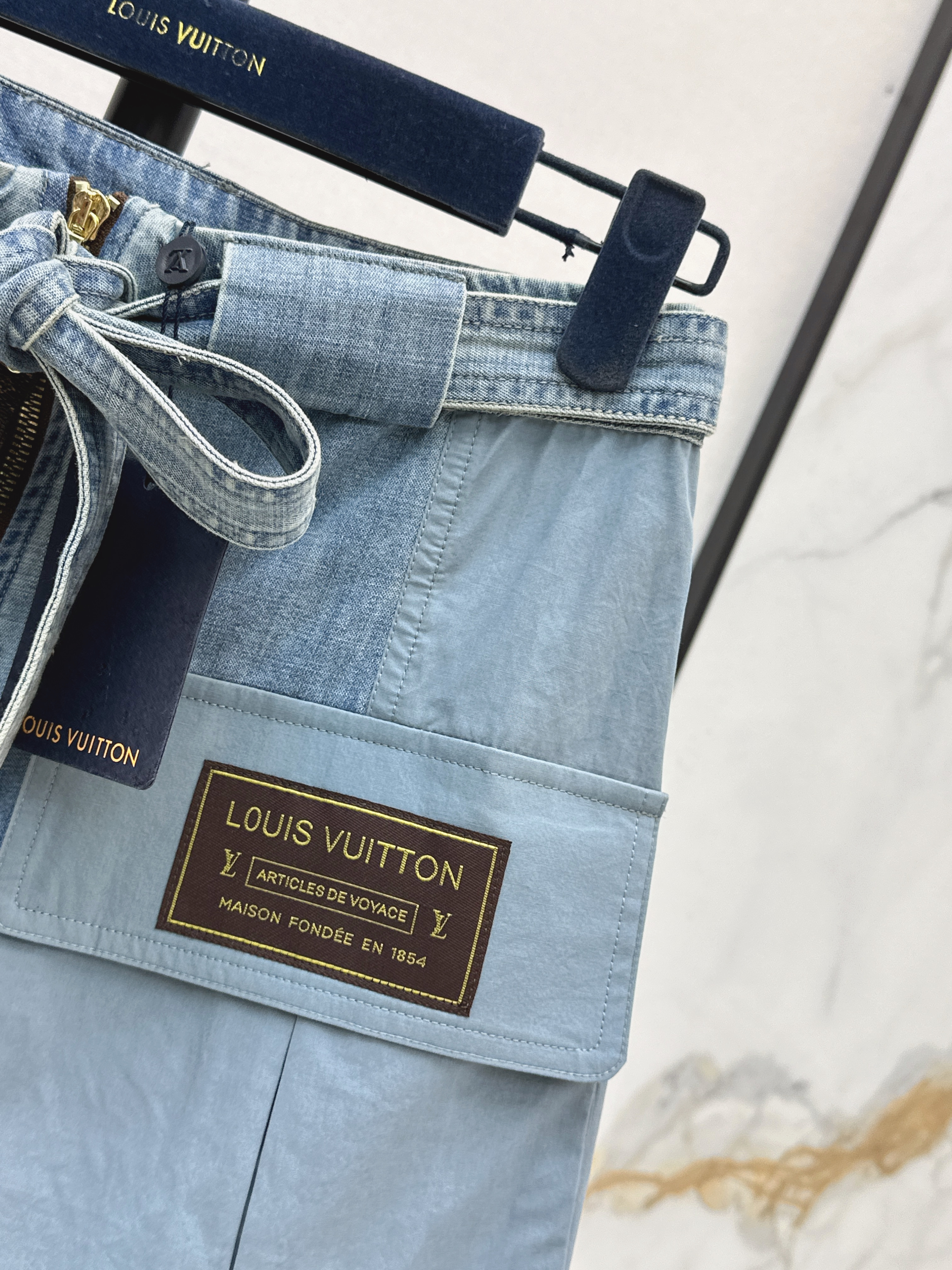 Louis 26SS Washed Utility Denim Skirt