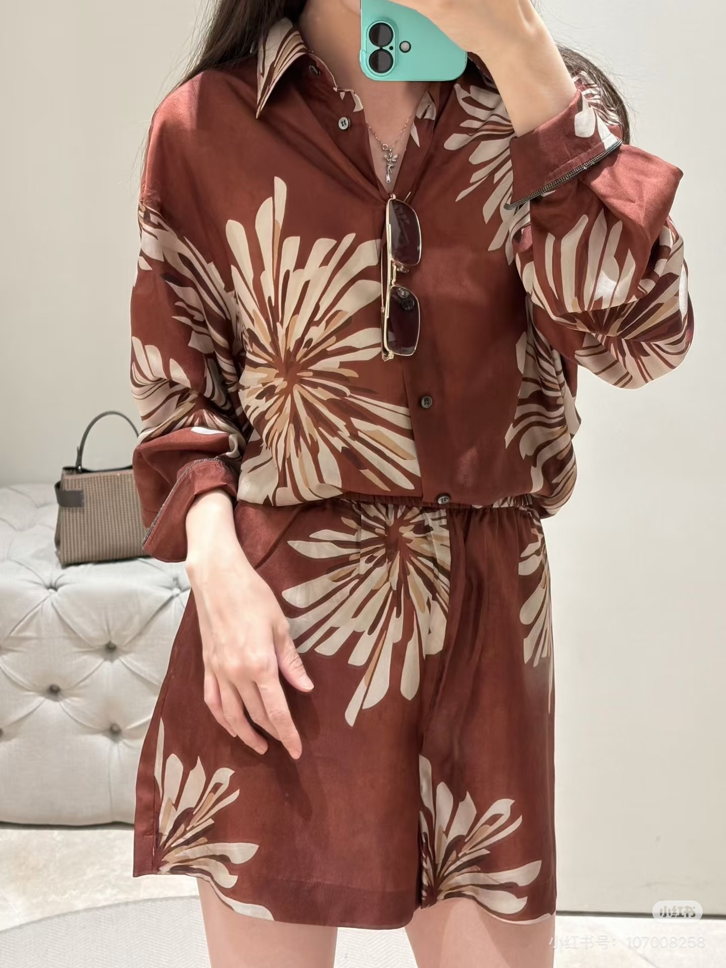 Brun 26ss print silk suit