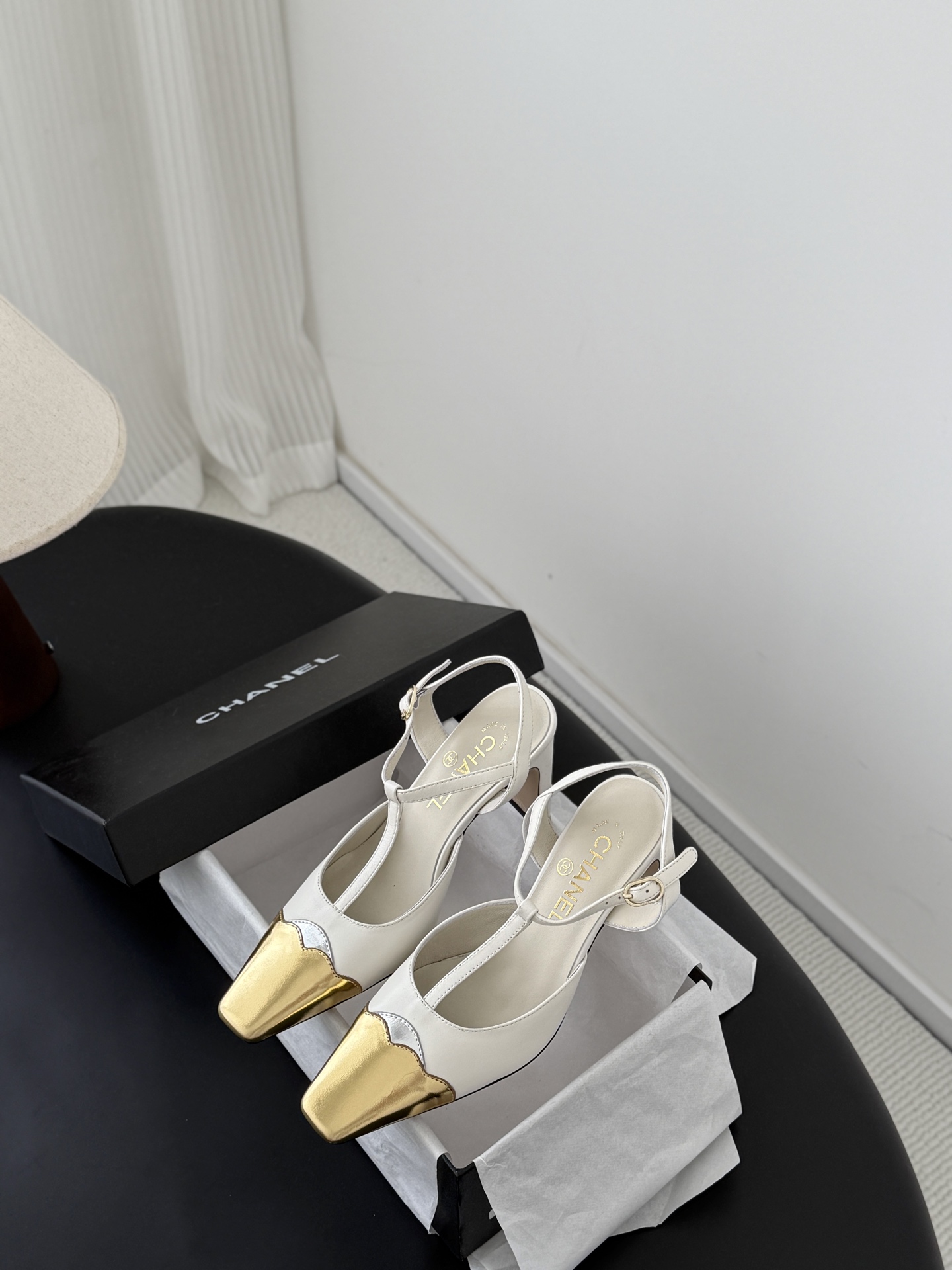 Chan 26P t-strap slingback heels