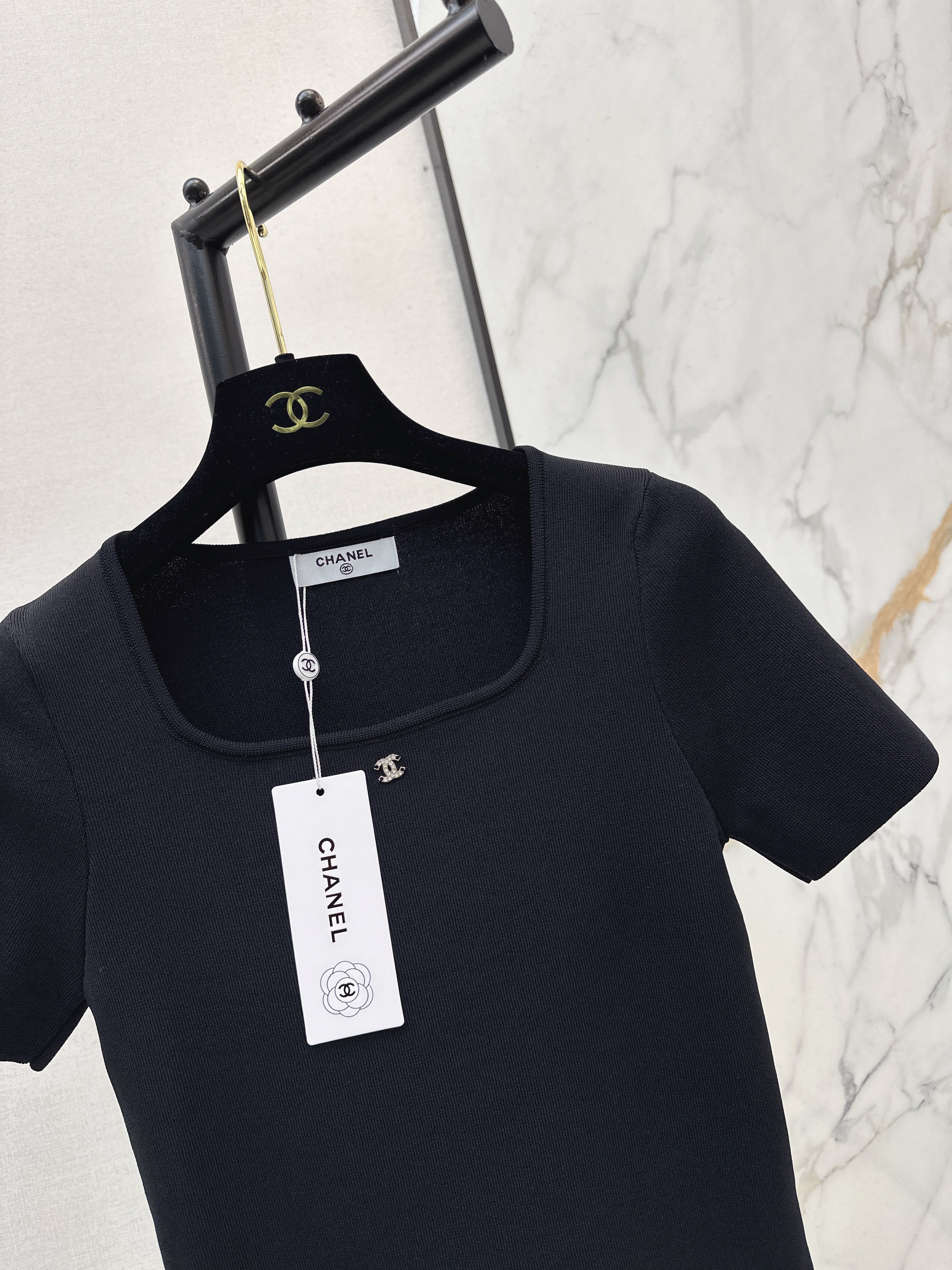 Chan 26ss square collar knitwear