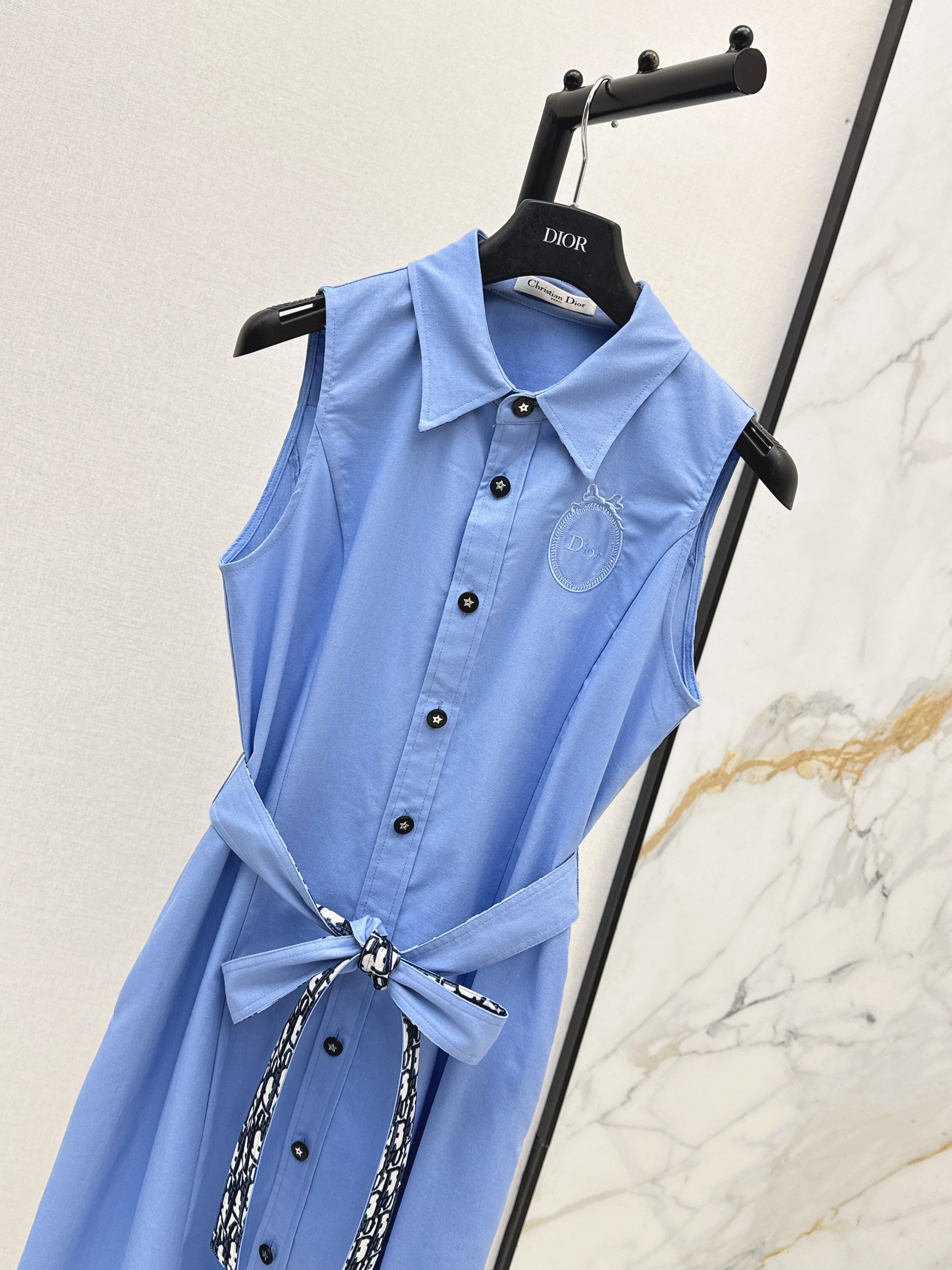 CD 26SS Sleeveless Belted Shirt Dress