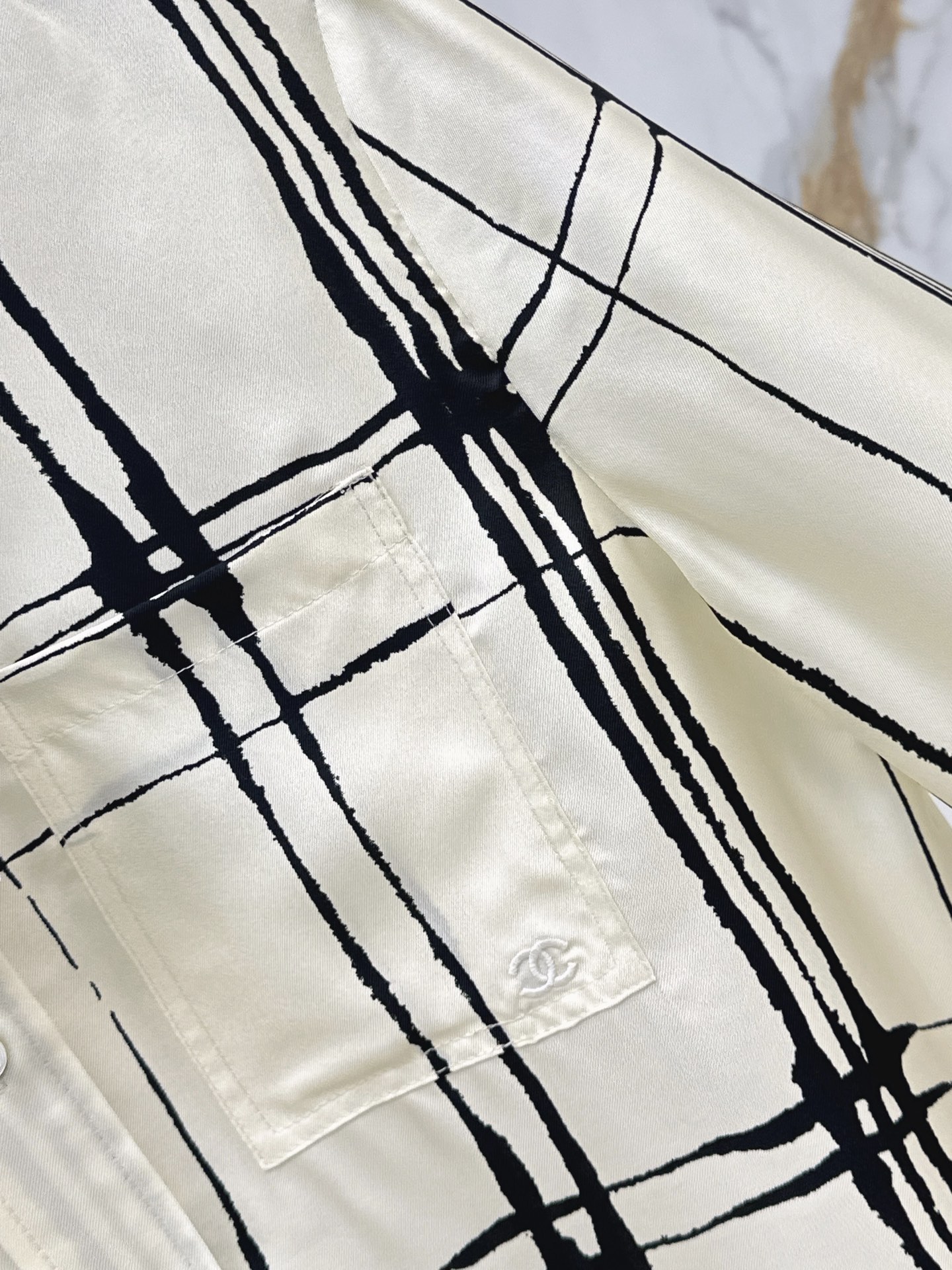 Chan 26ss check print silk shirt