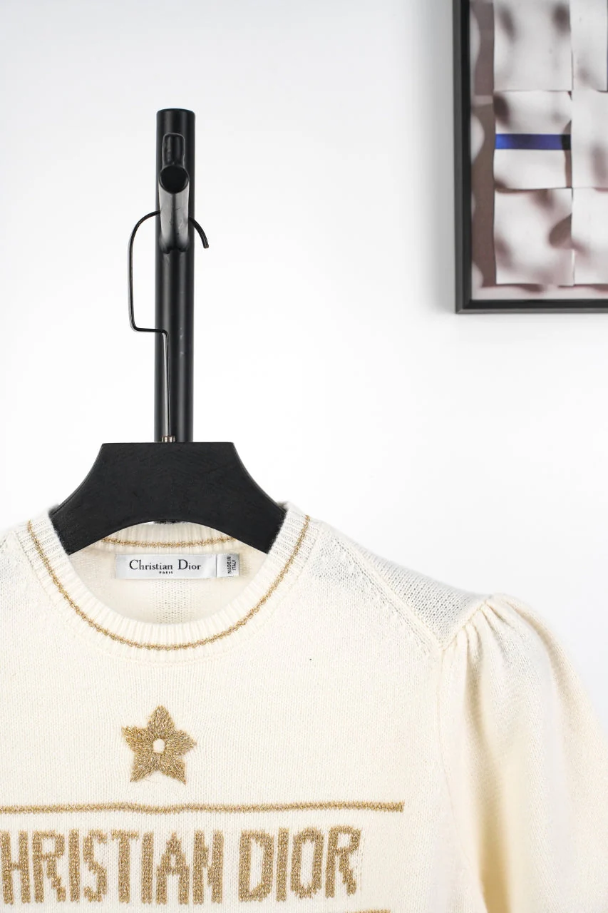 D 25ss wool embroidered knitted t-shirt