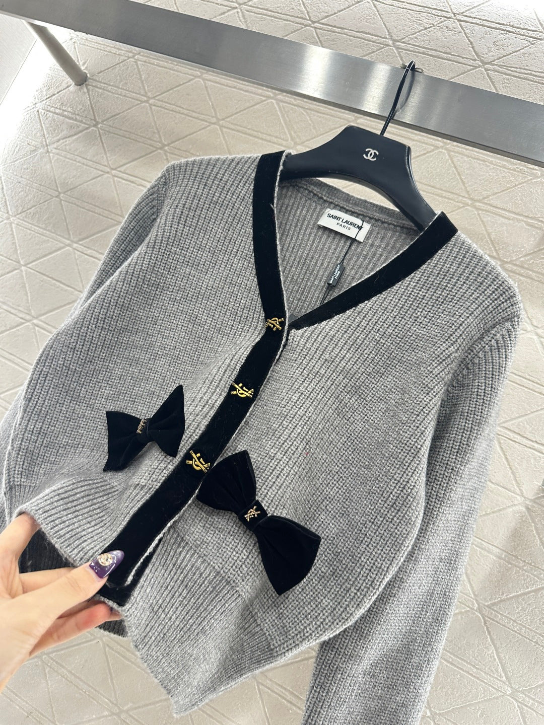 Saint 25fw bow knit cardiagn