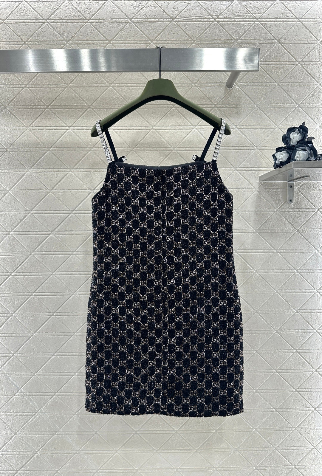 Gucc 26ss rhinestones dress