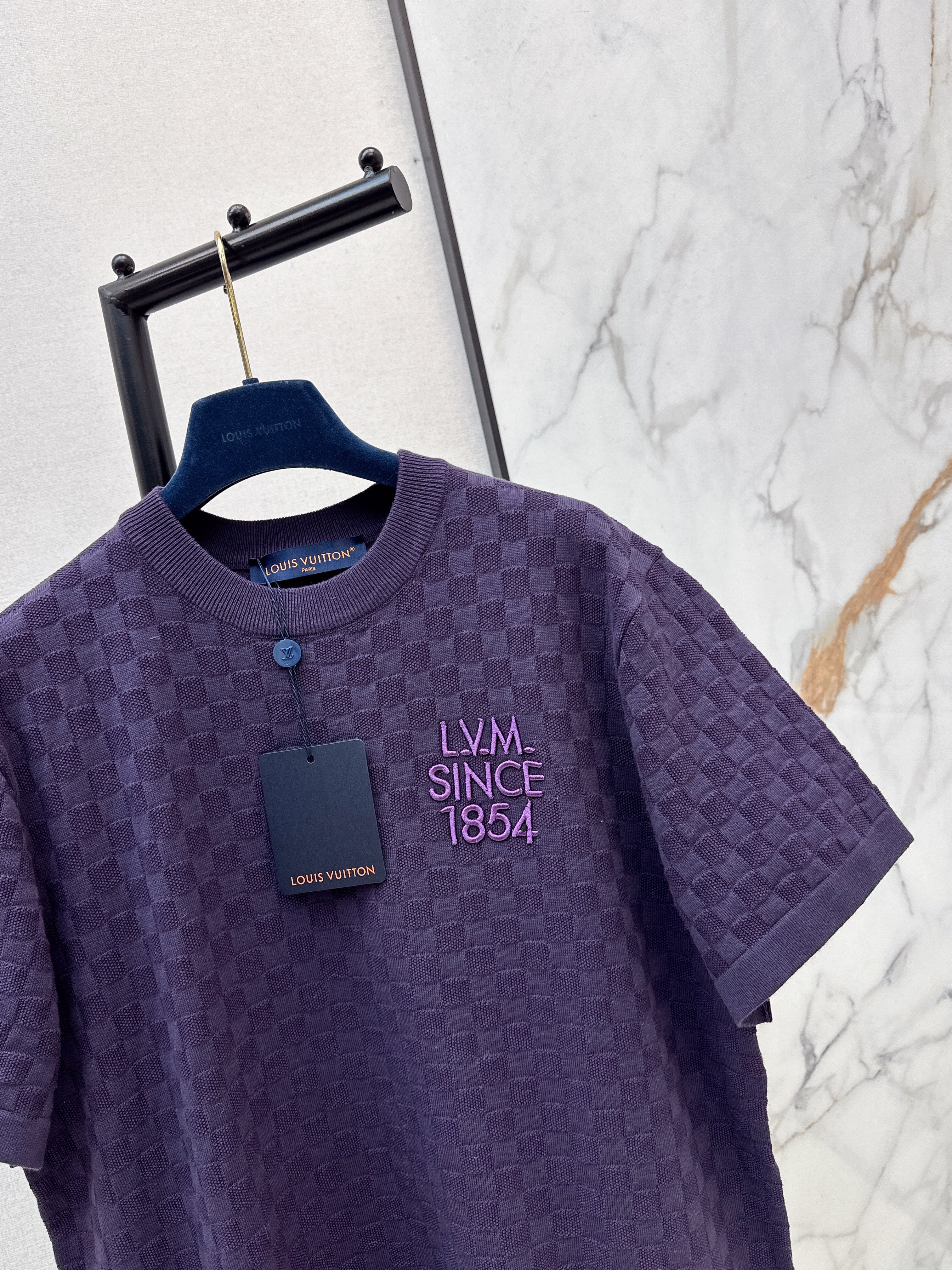 Louis 26ss check embroidery t-shirts