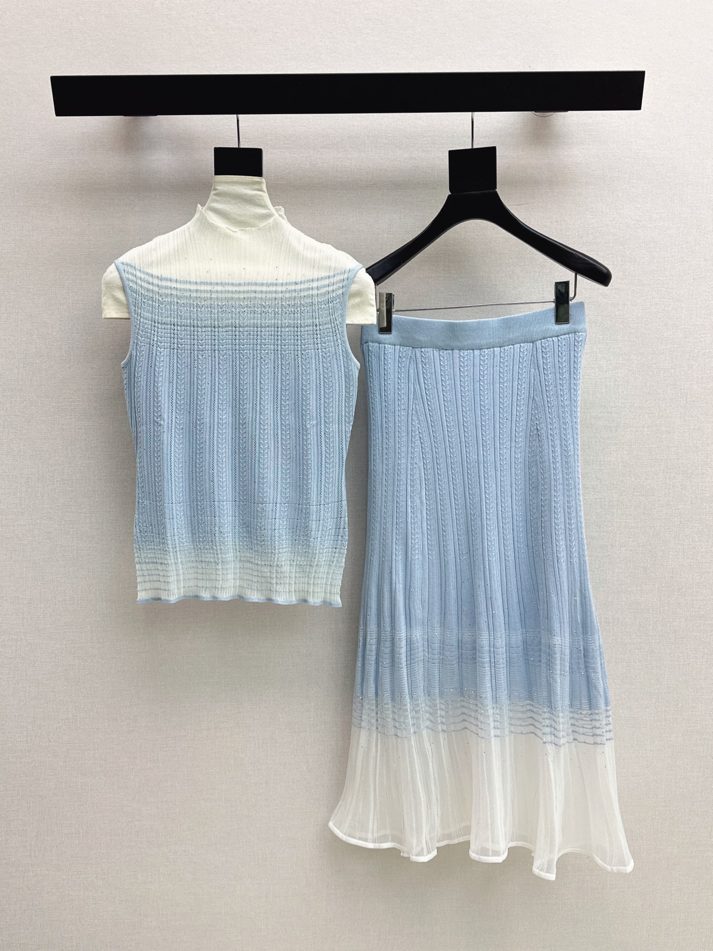 Chan 26ss sleeveless knit vest skirt set