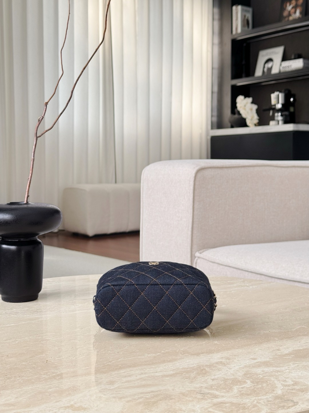 Chan 26P denim vinity case bag