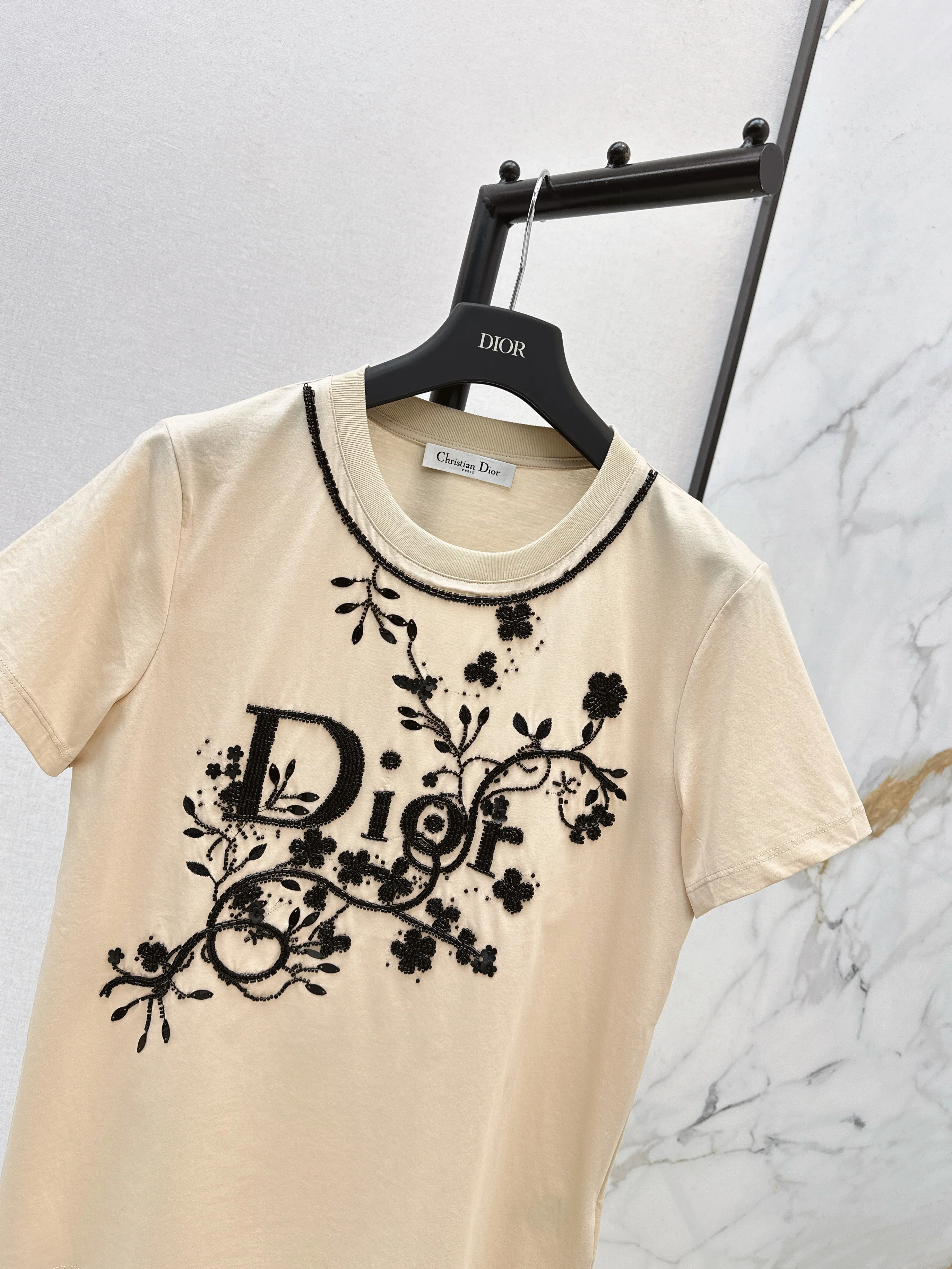 CD 26ss 3d embroidery beading t-shirts