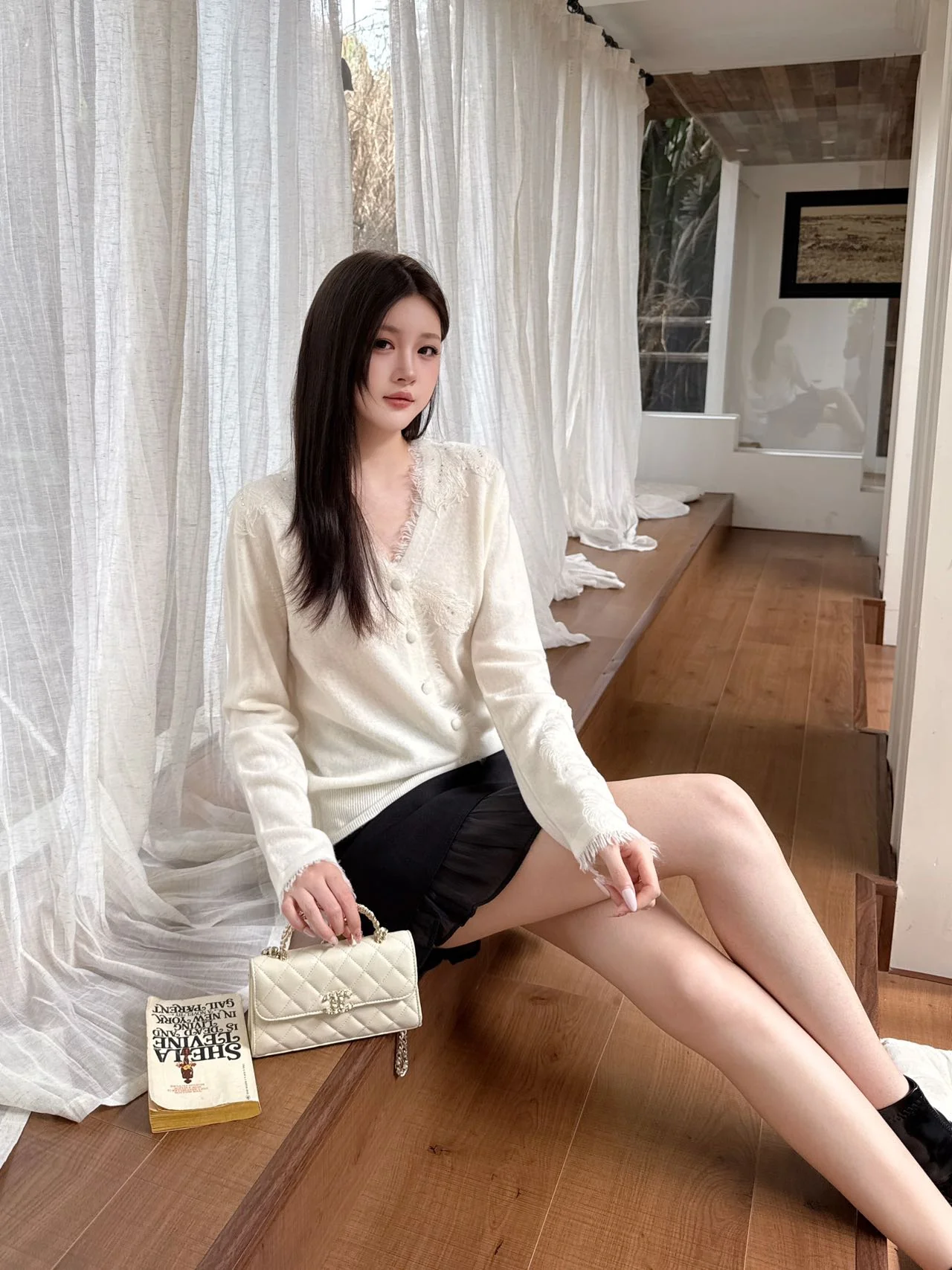 Es 25fw rhinestone cardigan