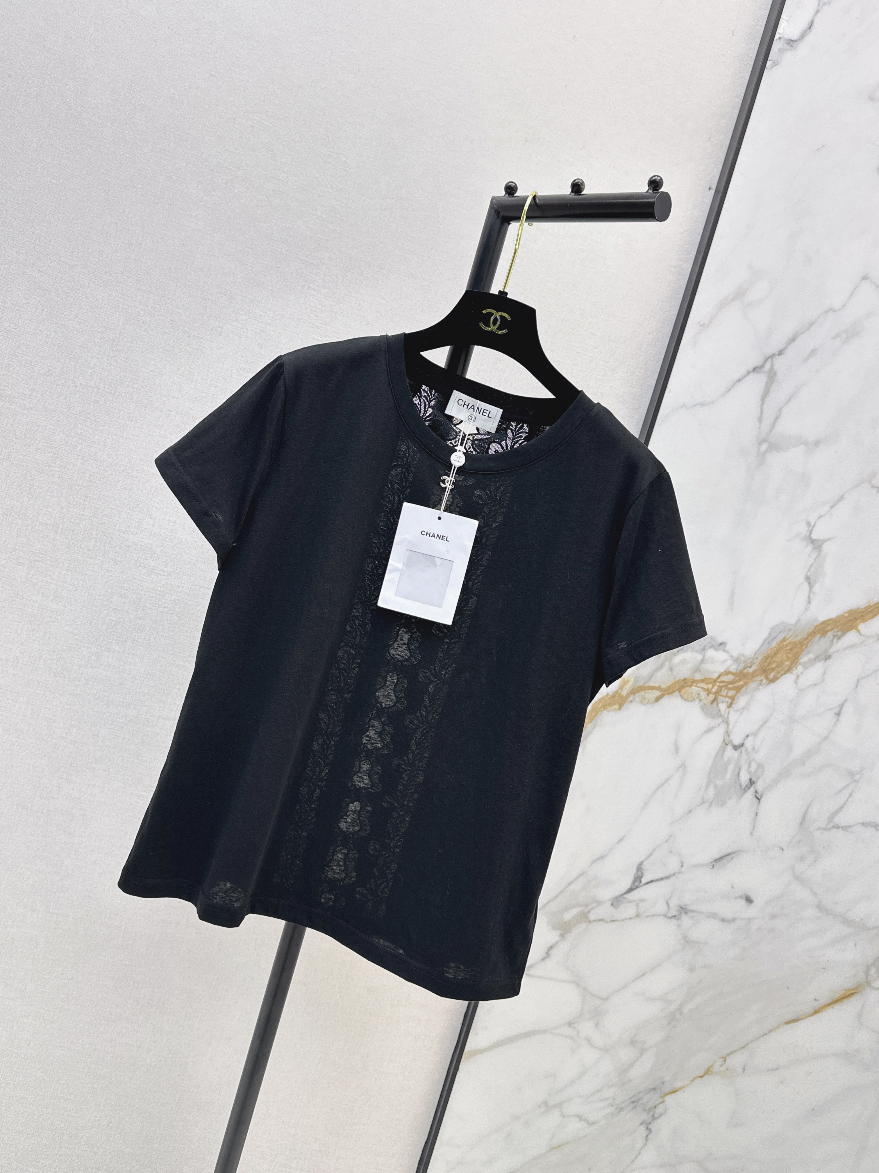 Chan 26ss lace hollow t-shirt