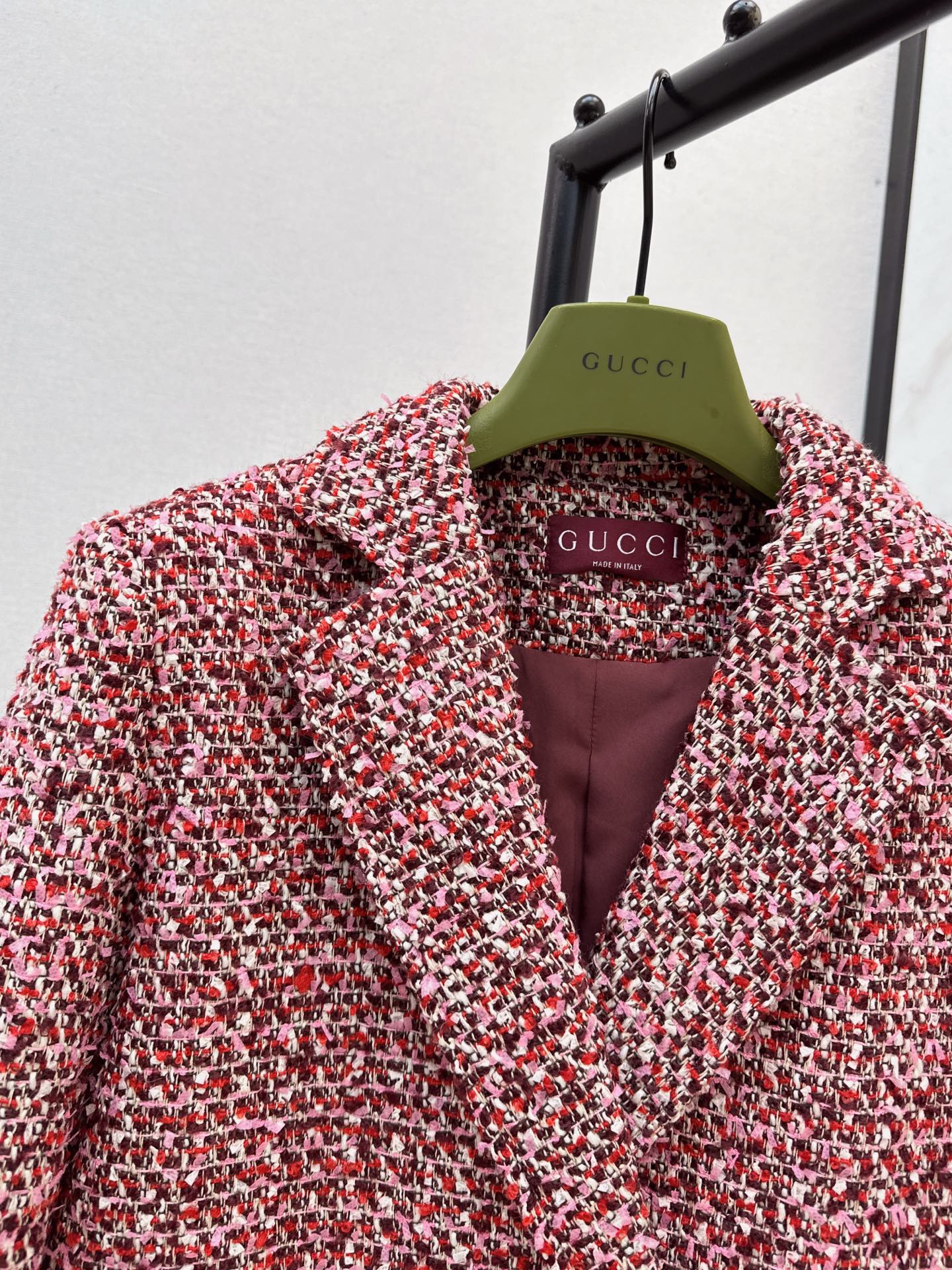 Gucc 26ss check tweed overcoats