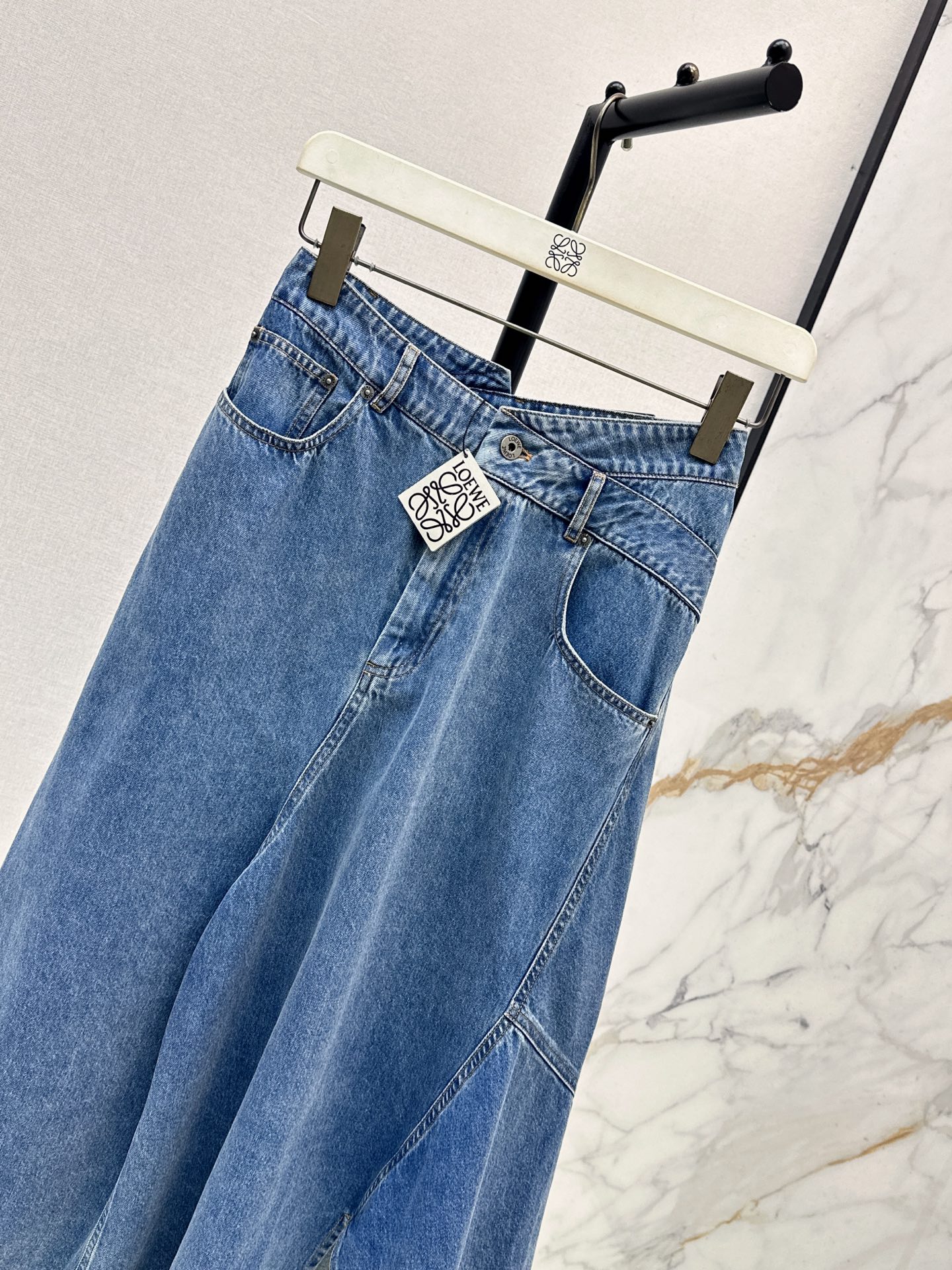Loe 26ss asymmetrical denim skirt