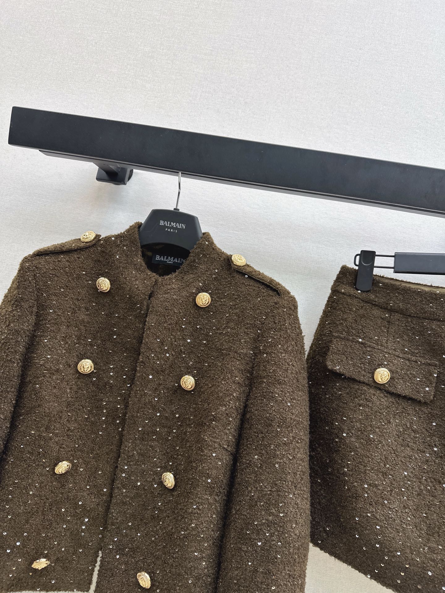 Balm 25fw button jacket divided skirts set