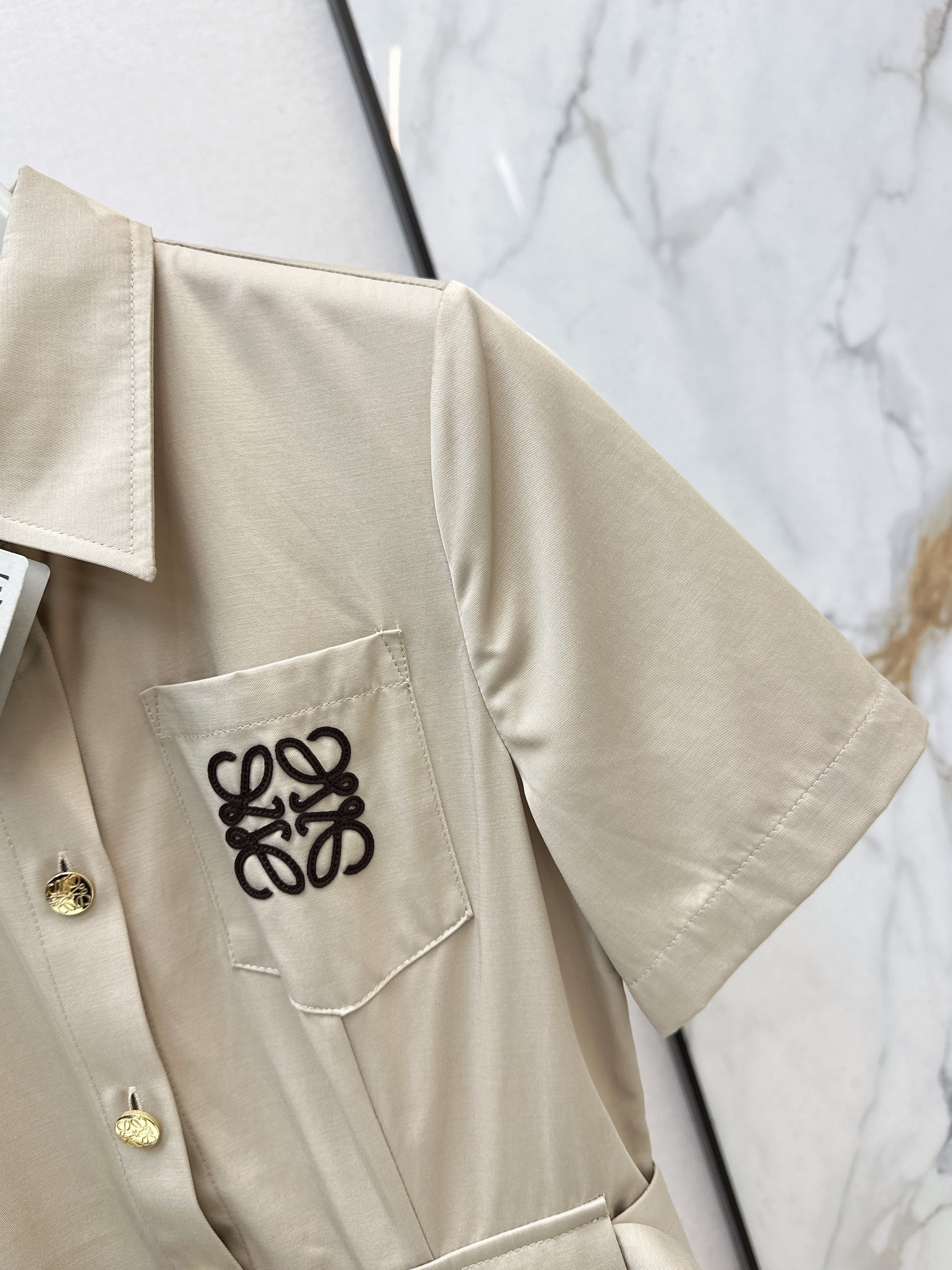 Loe 26ss logo embroidery dress