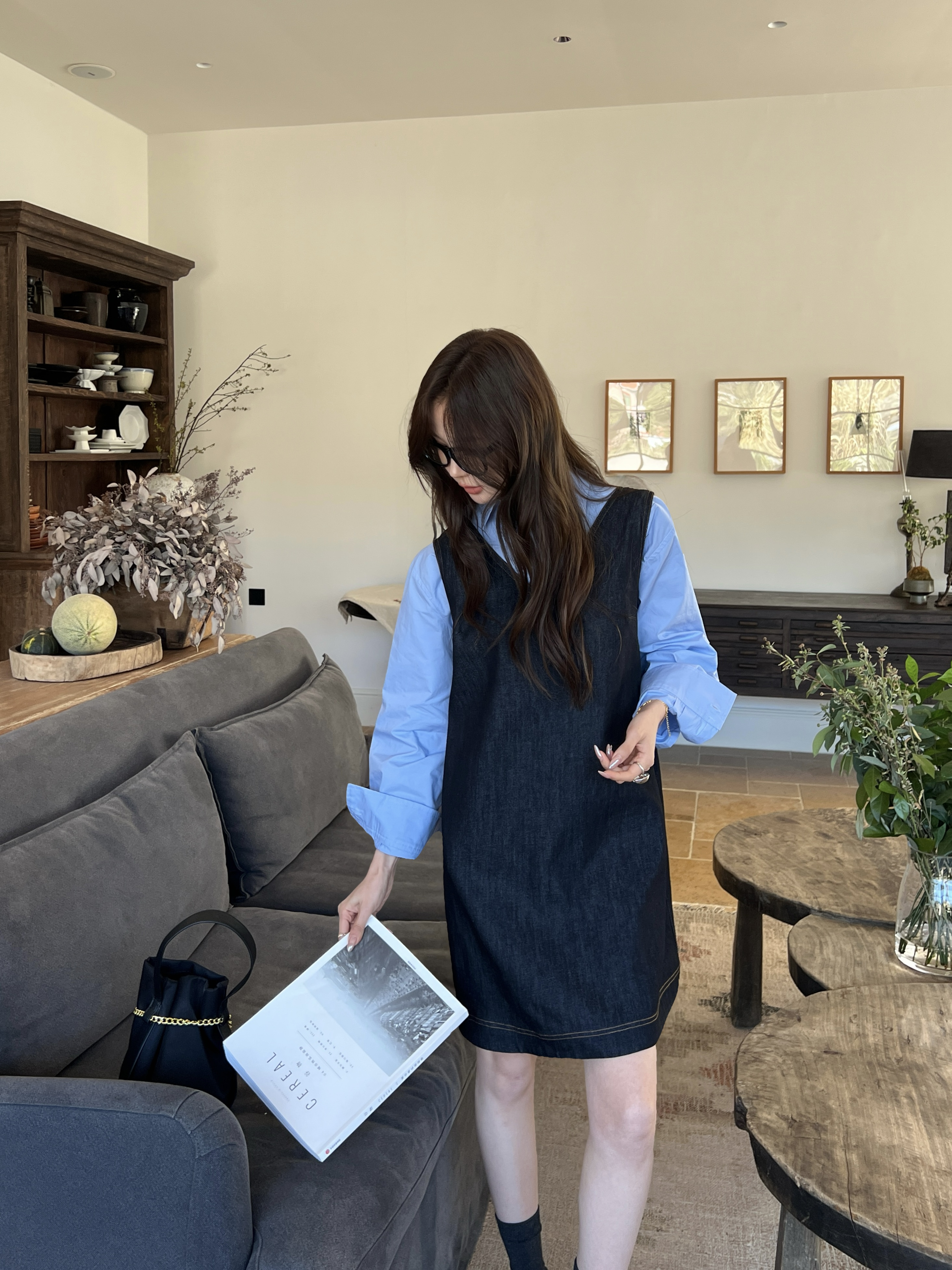 Brun 26ss denim vest dress