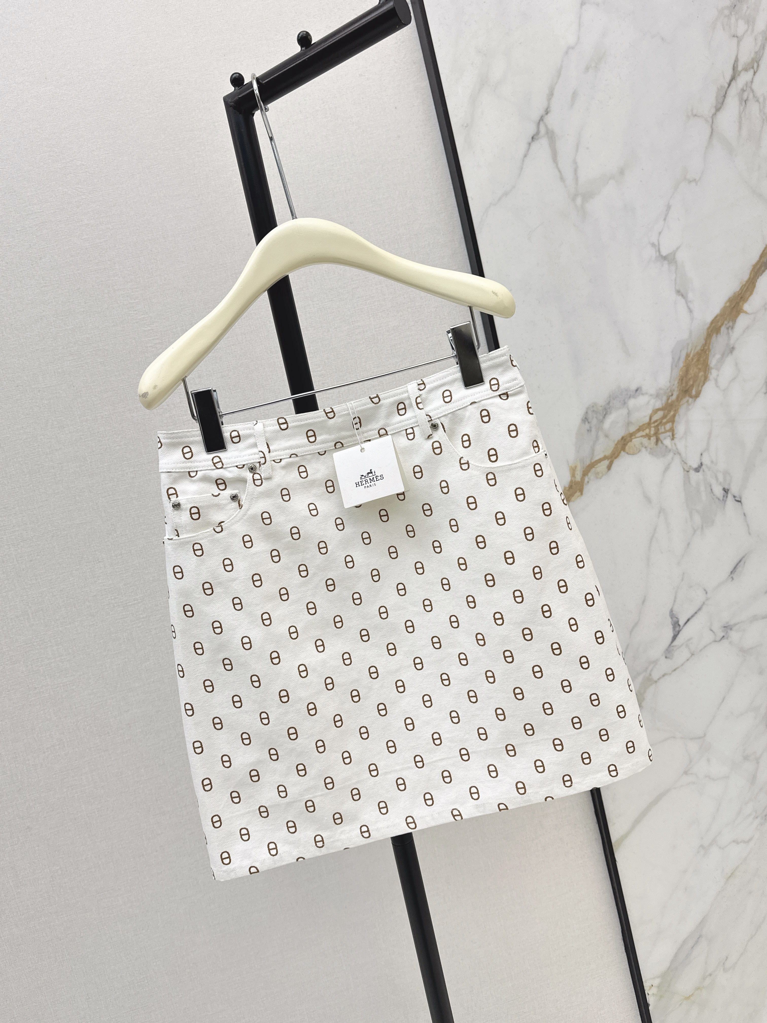 Her 26ss print denim skirt