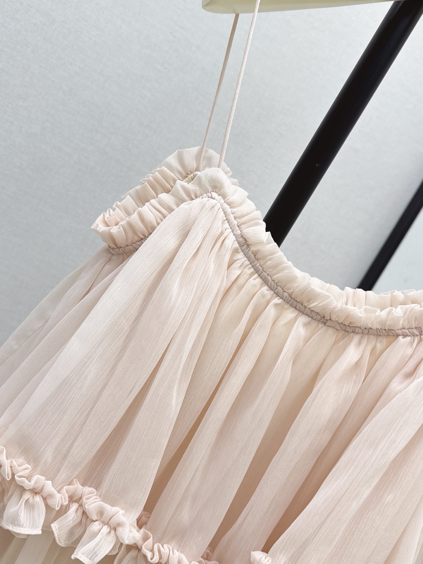 Chlo 26ss Spaghetti Strap Ruffle Mini Dress