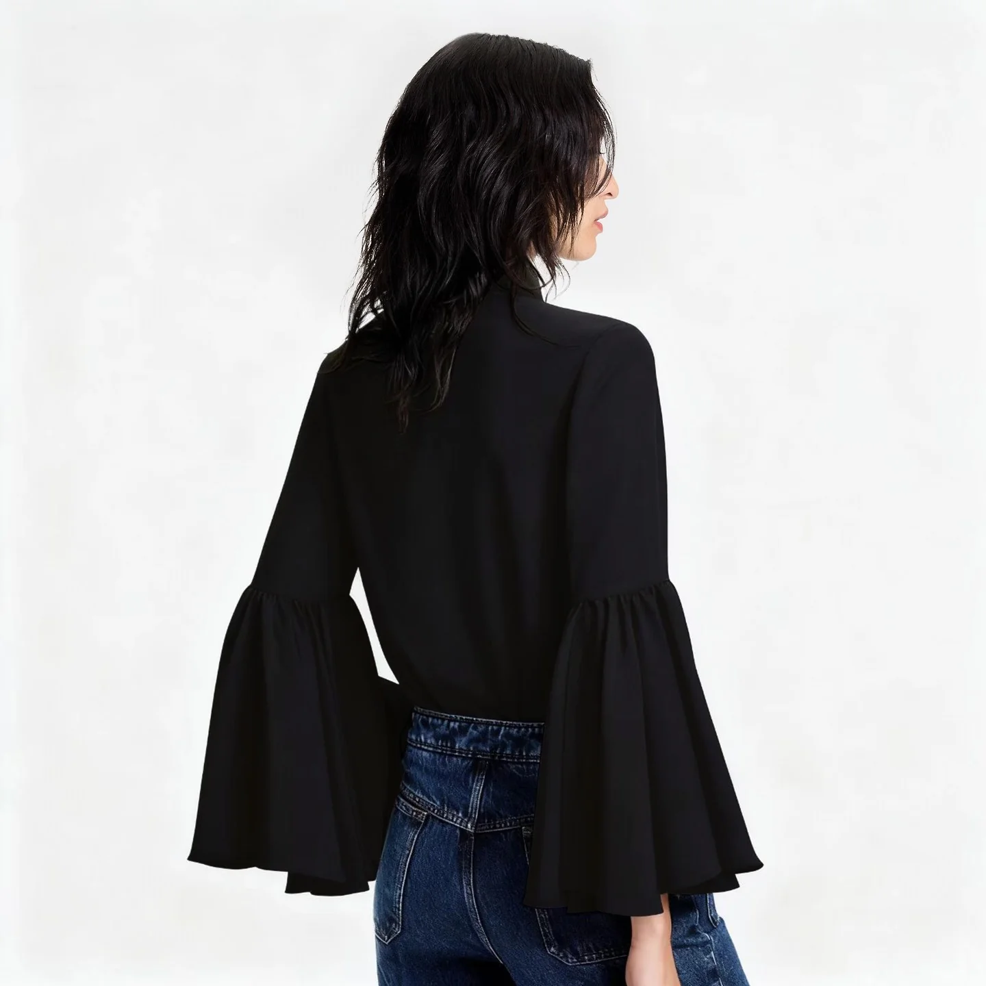 Louis 25fw ribbon flare sleeve shirt