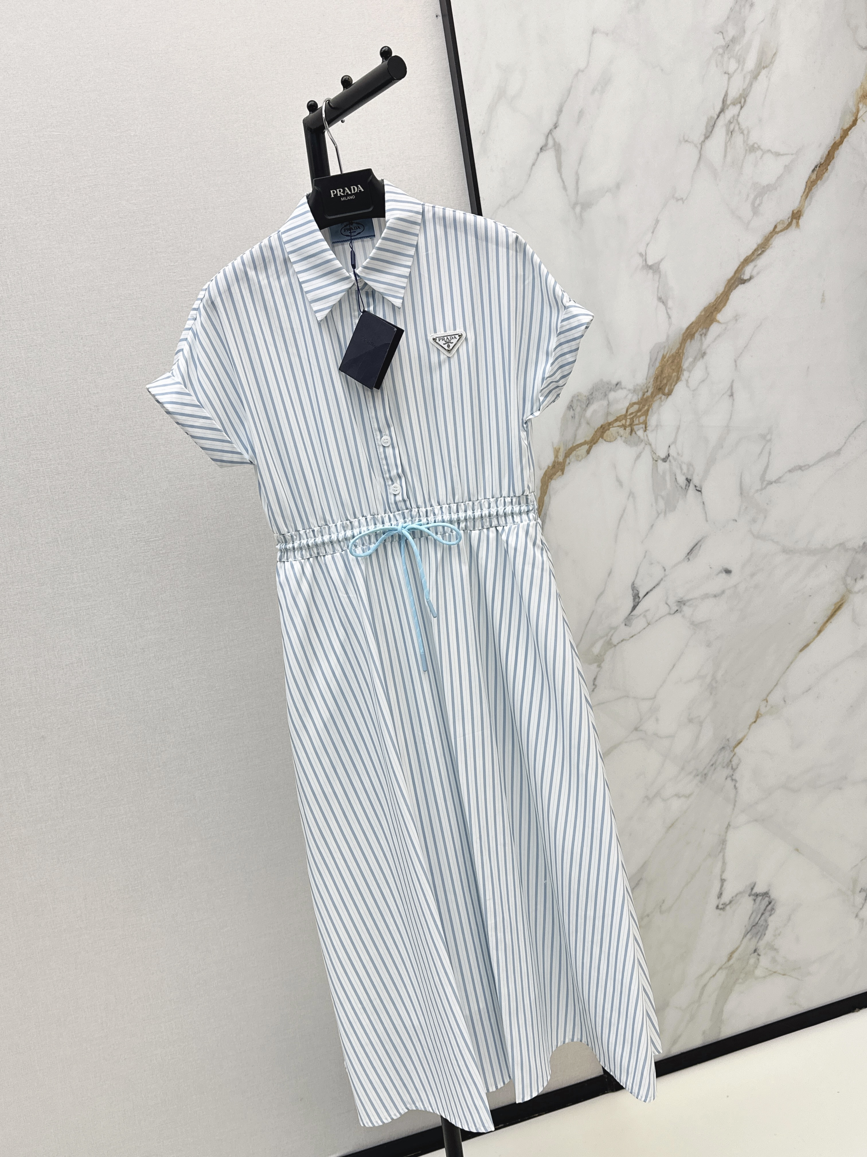 Pra 26ss stripe long shirt dress