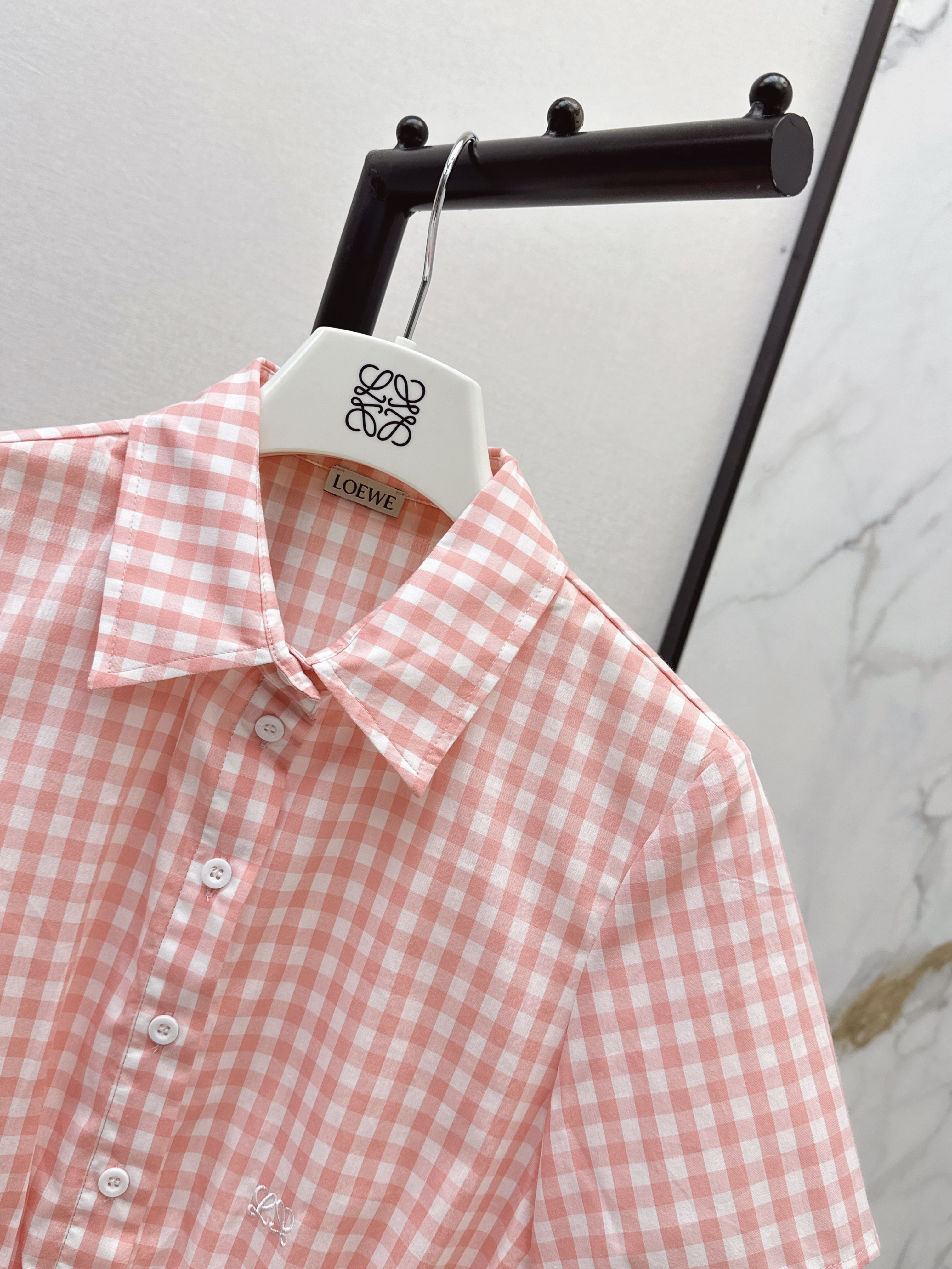 Loe 26ss check shirt dress
