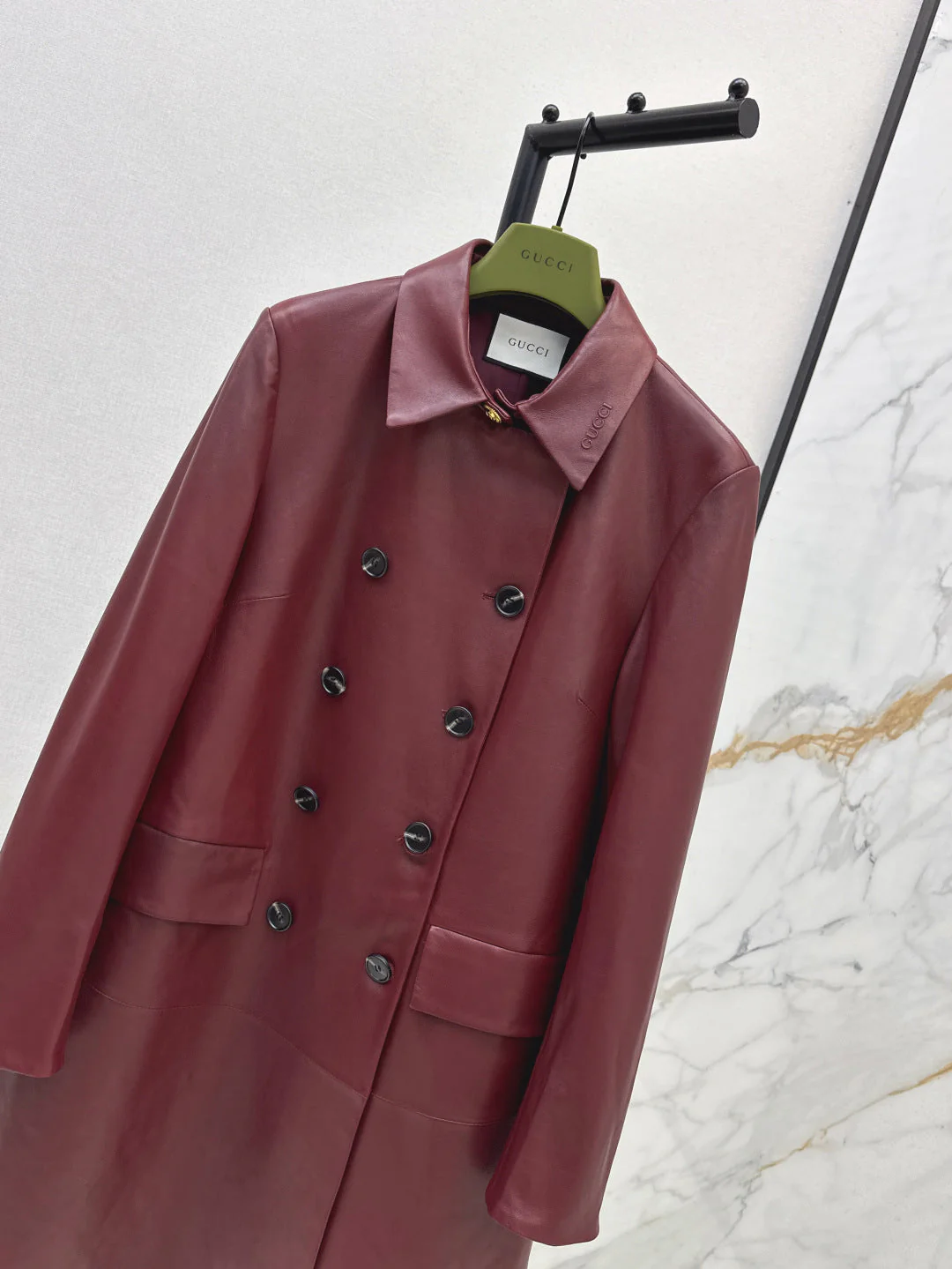 Guc 25fw leather trench coat
